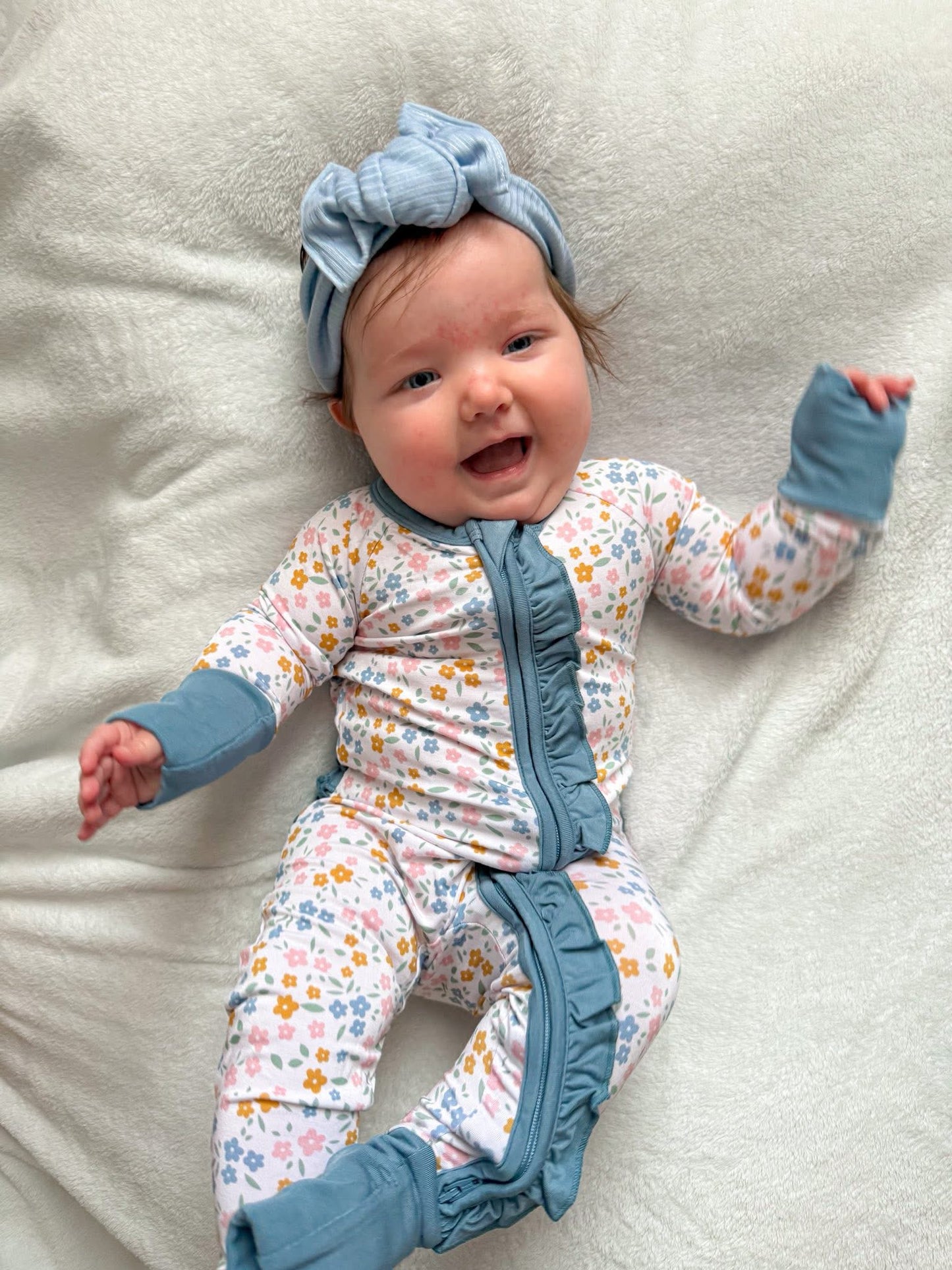 Floral Haze Ruffle Butt Zippered Romper
