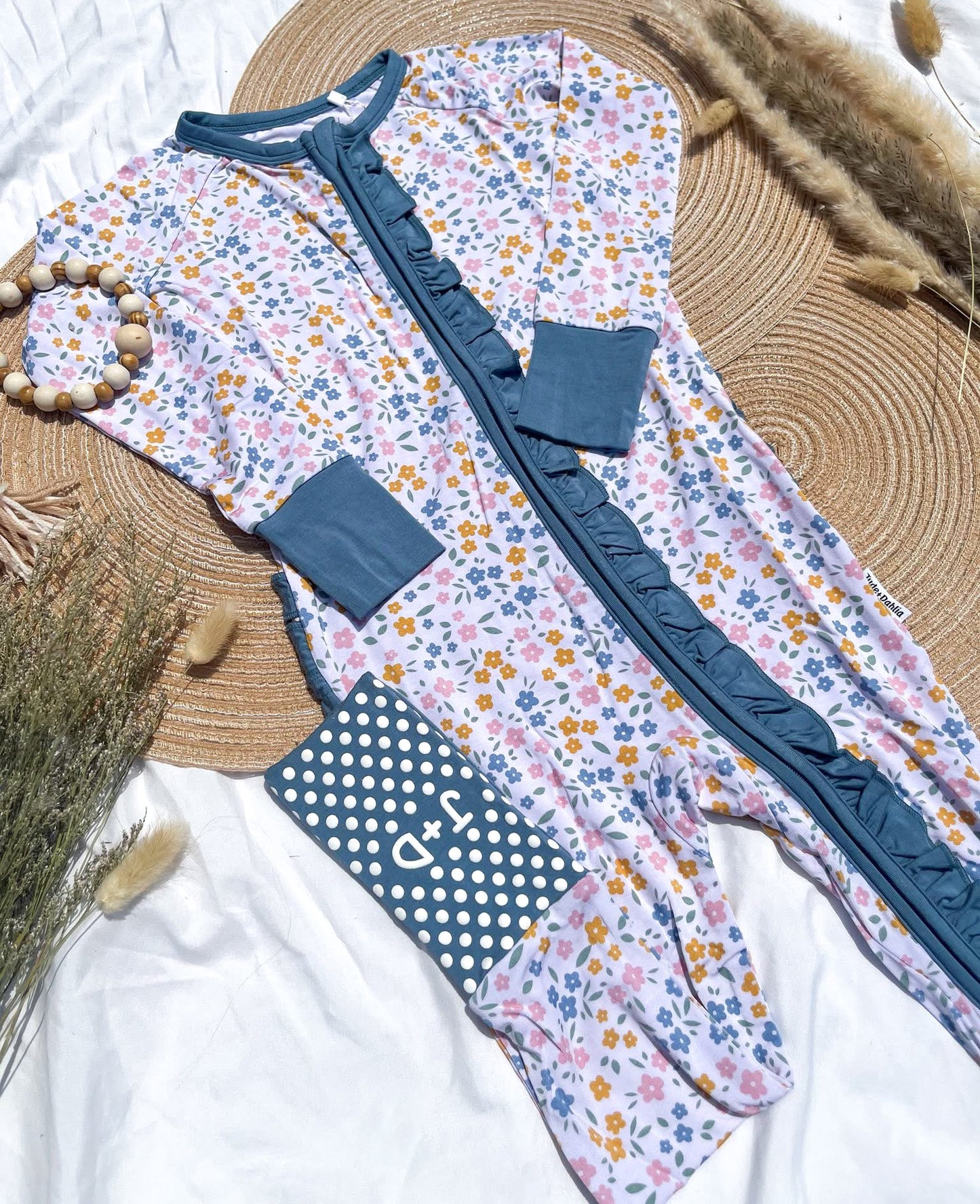 Floral Haze Ruffle Butt Zippered Romper