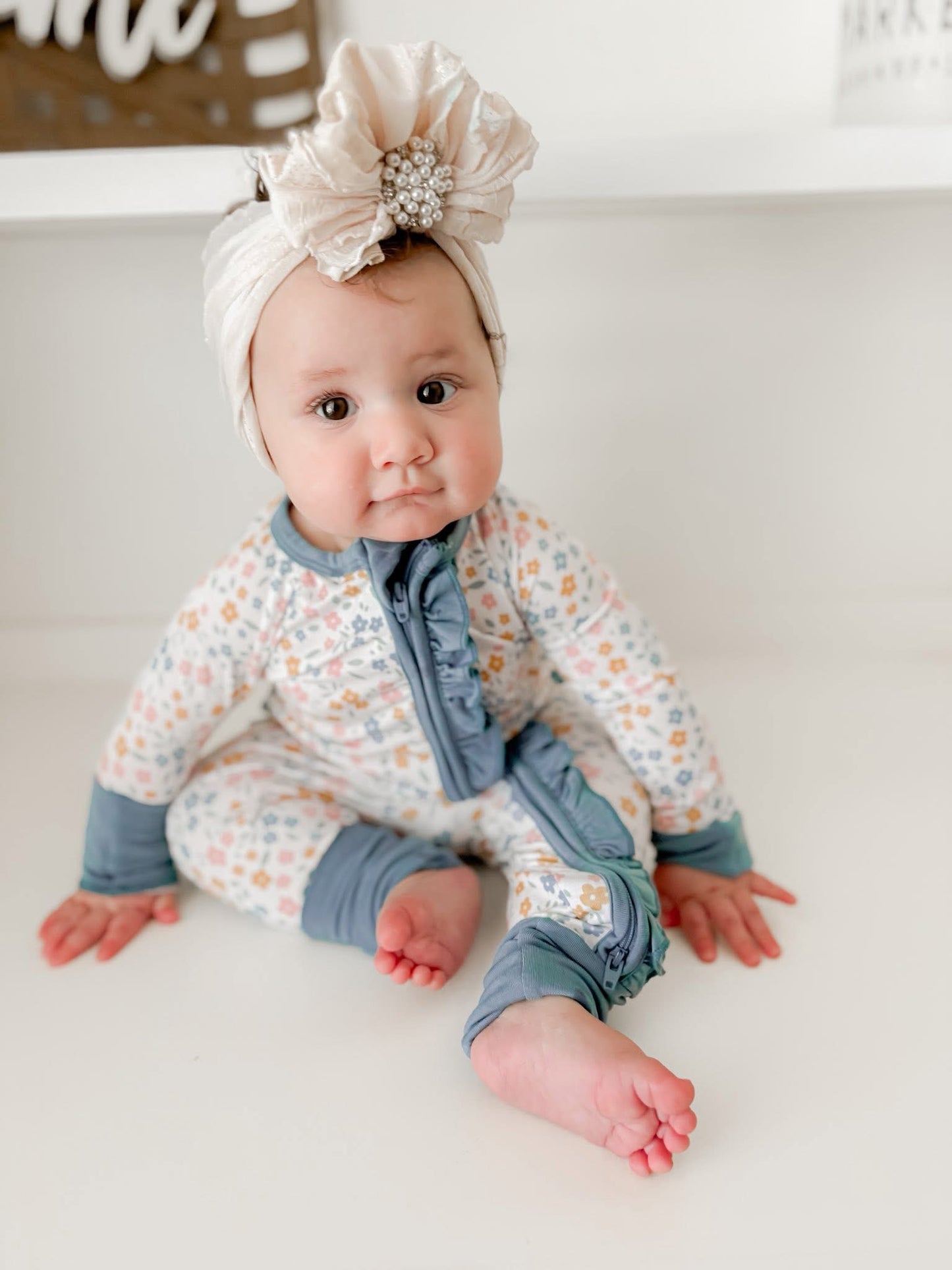 Floral Haze Ruffle Butt Zippered Romper