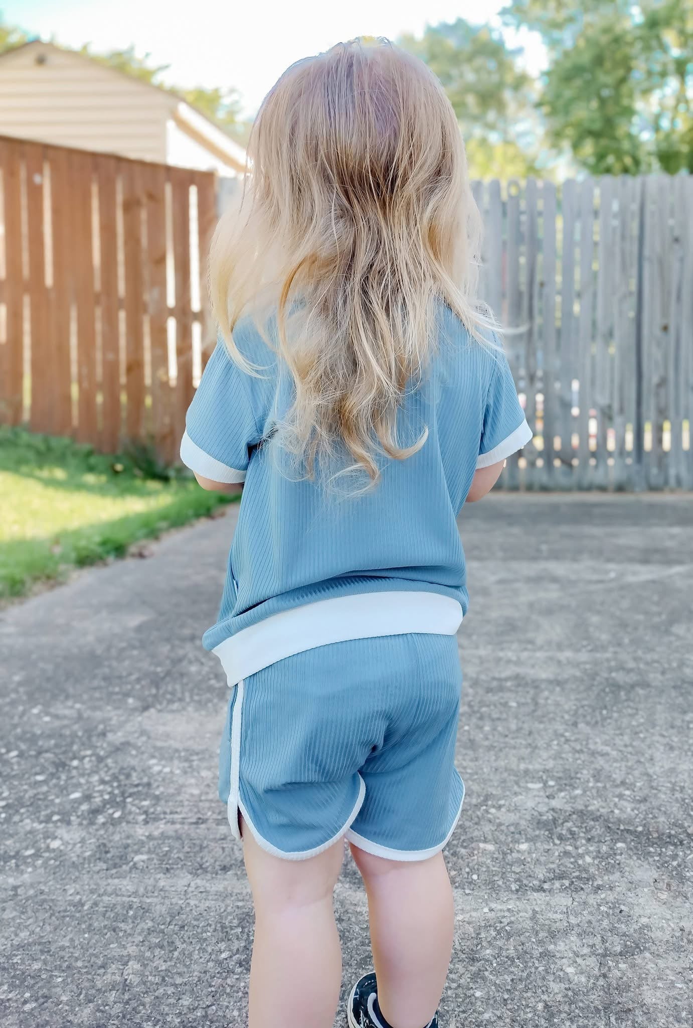 Moonlit Tide Ribbed Tee+Dolphin Shorts