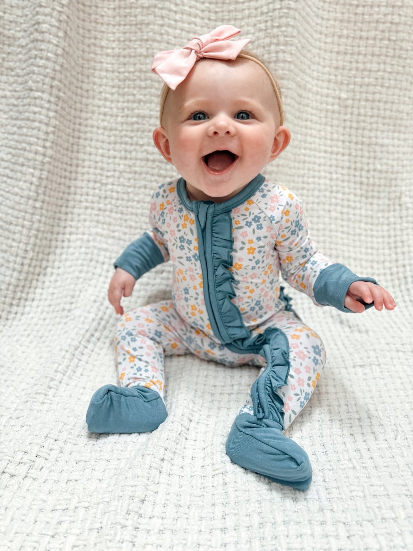 Floral Haze Ruffle Butt Zippered Romper