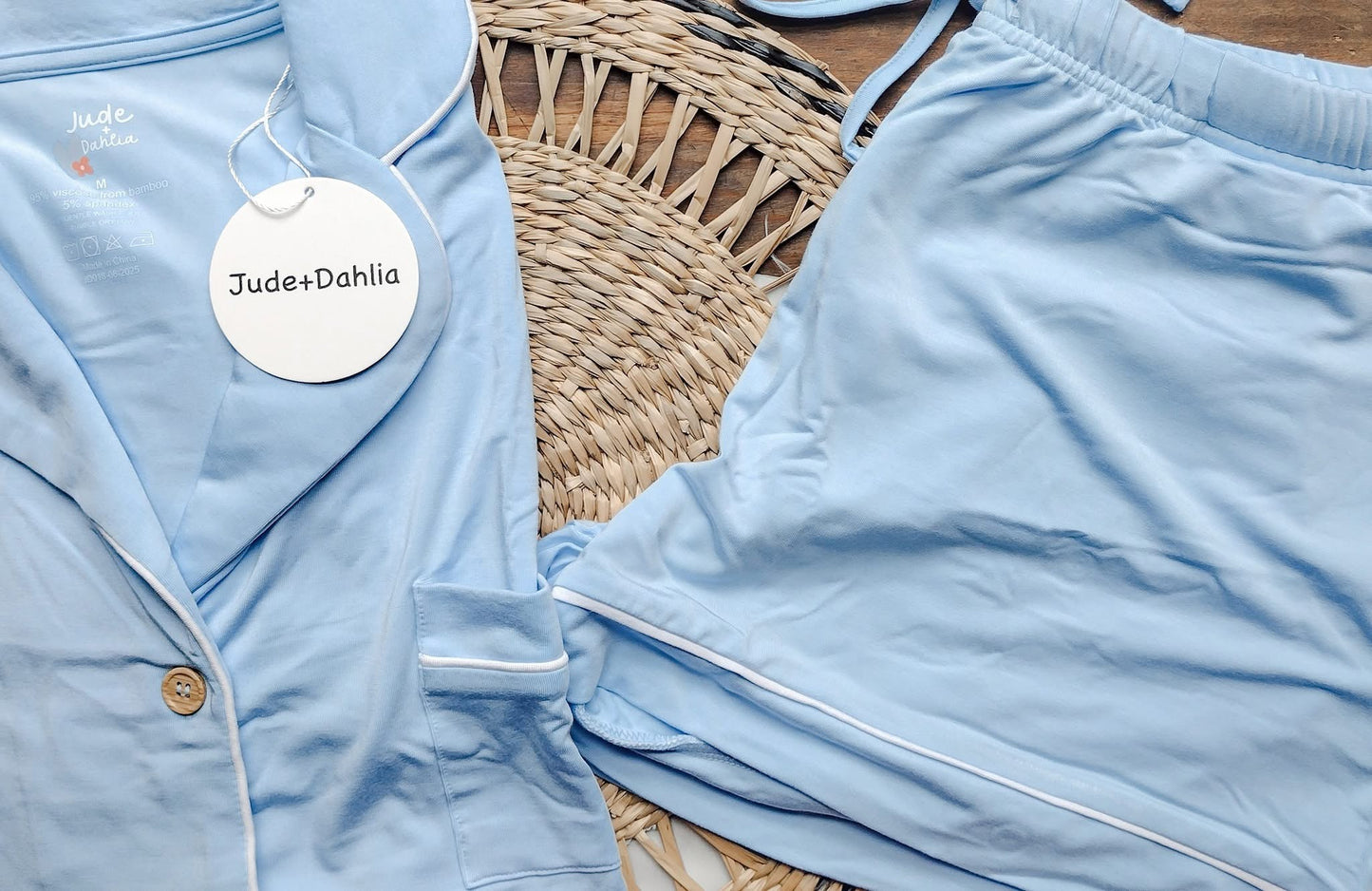Celestial Sky Blue Adult Button Down PJs
