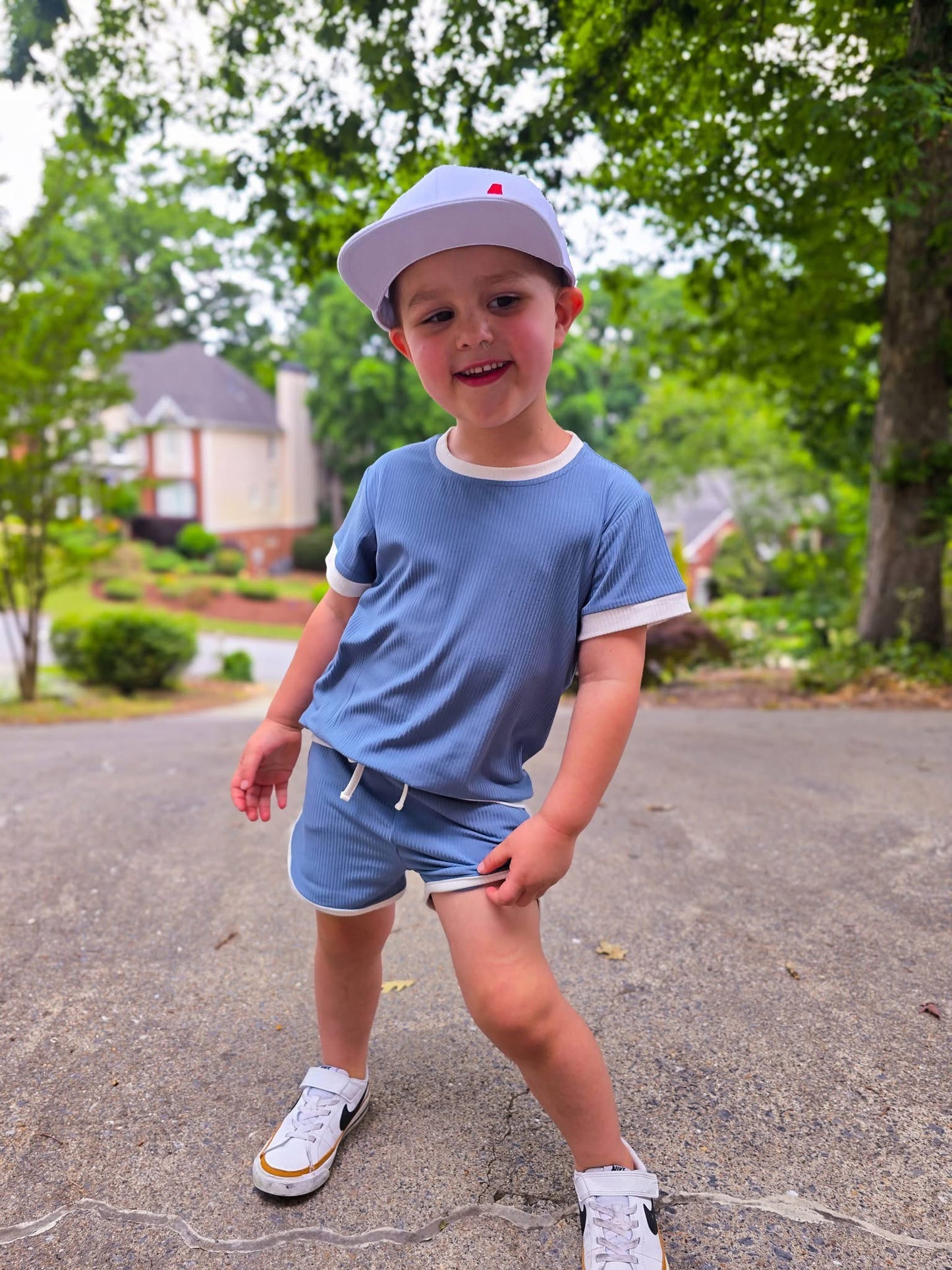 Moonlit Tide Ribbed Tee+Dolphin Shorts