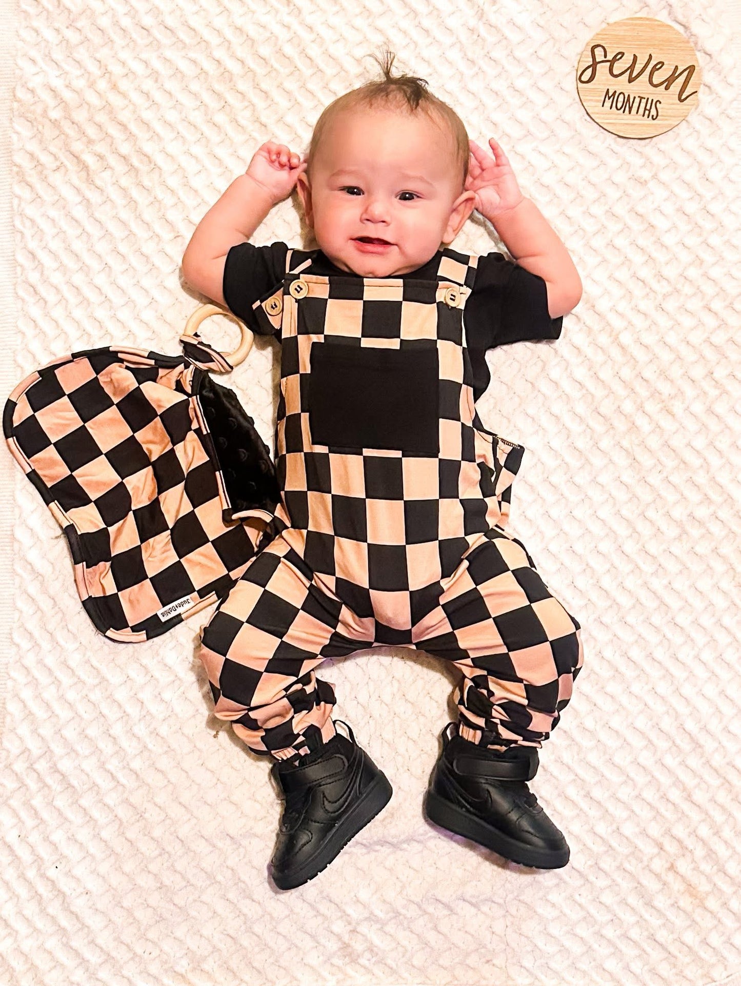 Not A Phase Kids Solid Tee+Printed Overalls Set