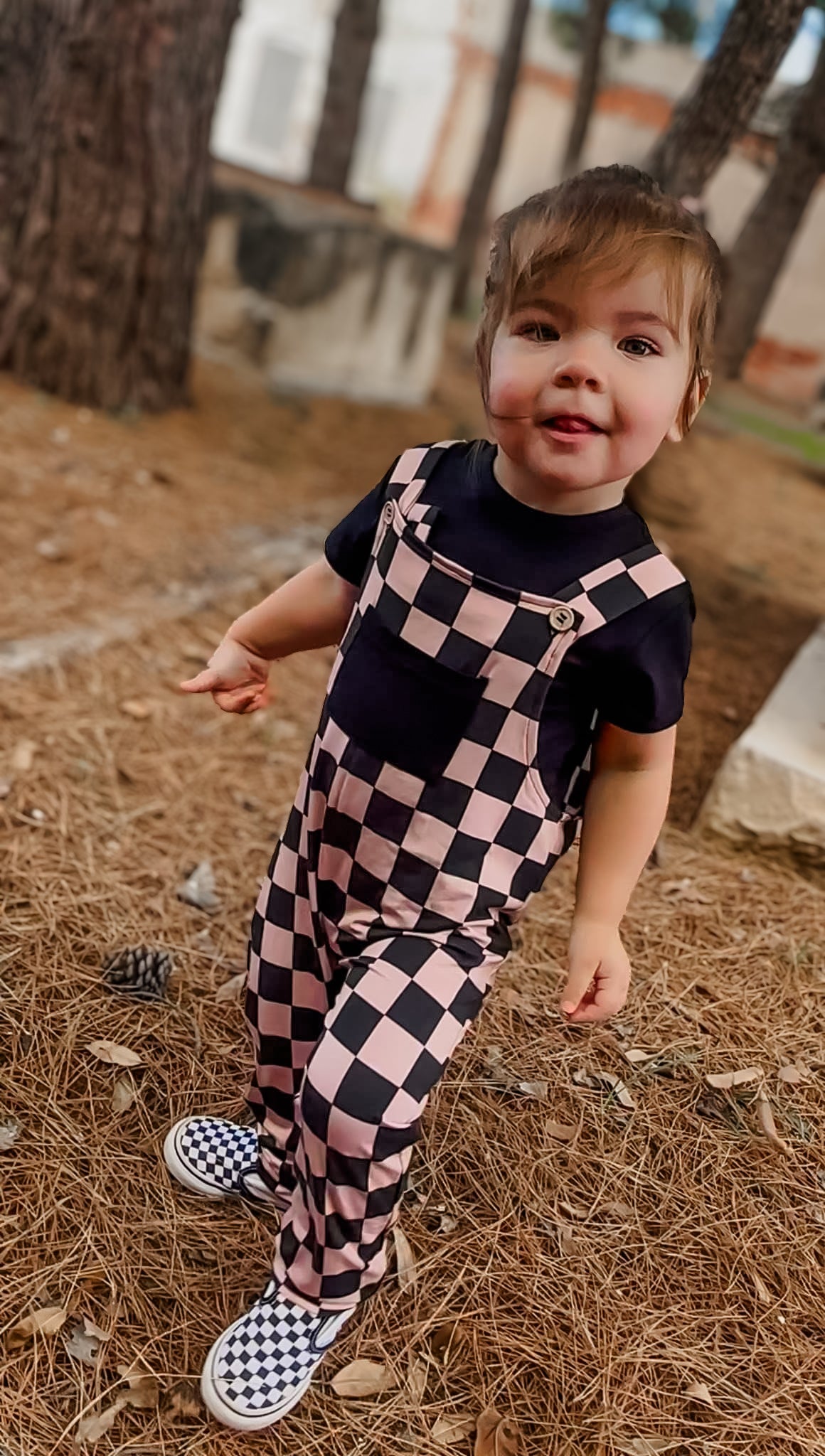 Not A Phase Kids Solid Tee+Printed Overalls Set