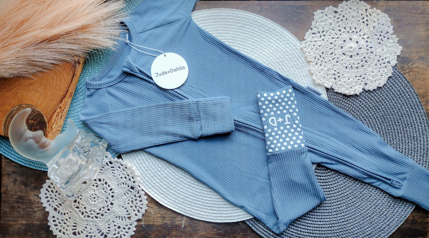 Moonlit Tide Ribbed Zippered Romper
