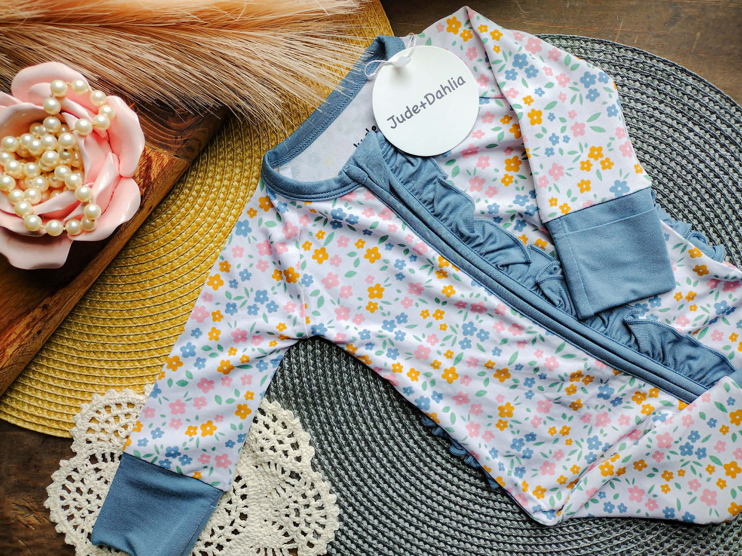 Floral Haze Ruffle Bum Zippered Romper