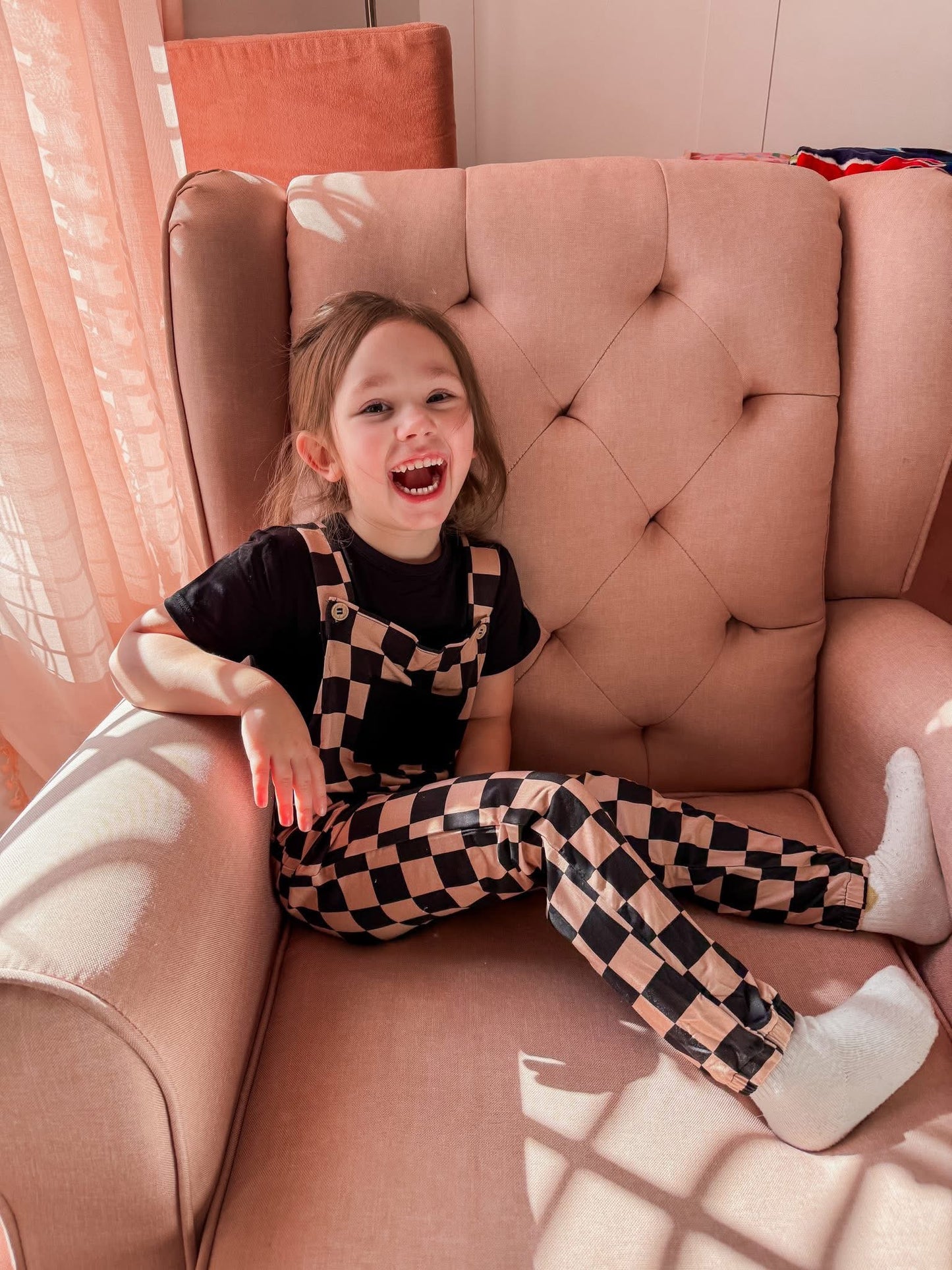 Not A Phase Kids Solid Tee+Printed Overalls Set