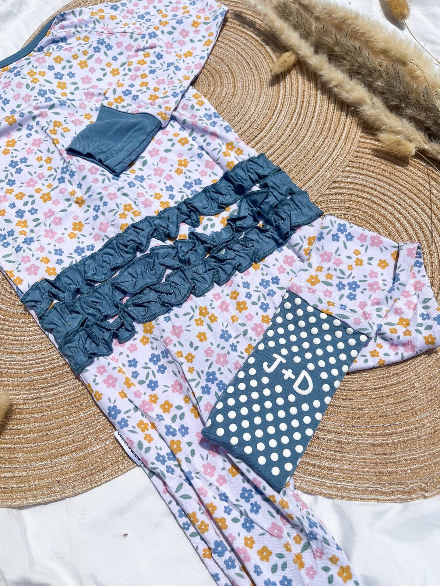 *PREORDER* Floral Haze Ruffle Bum Zippered Romper