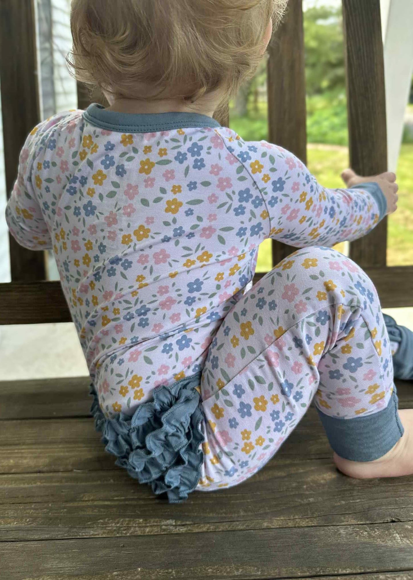 *PREORDER* Floral Haze Ruffle Bum Zippered Romper