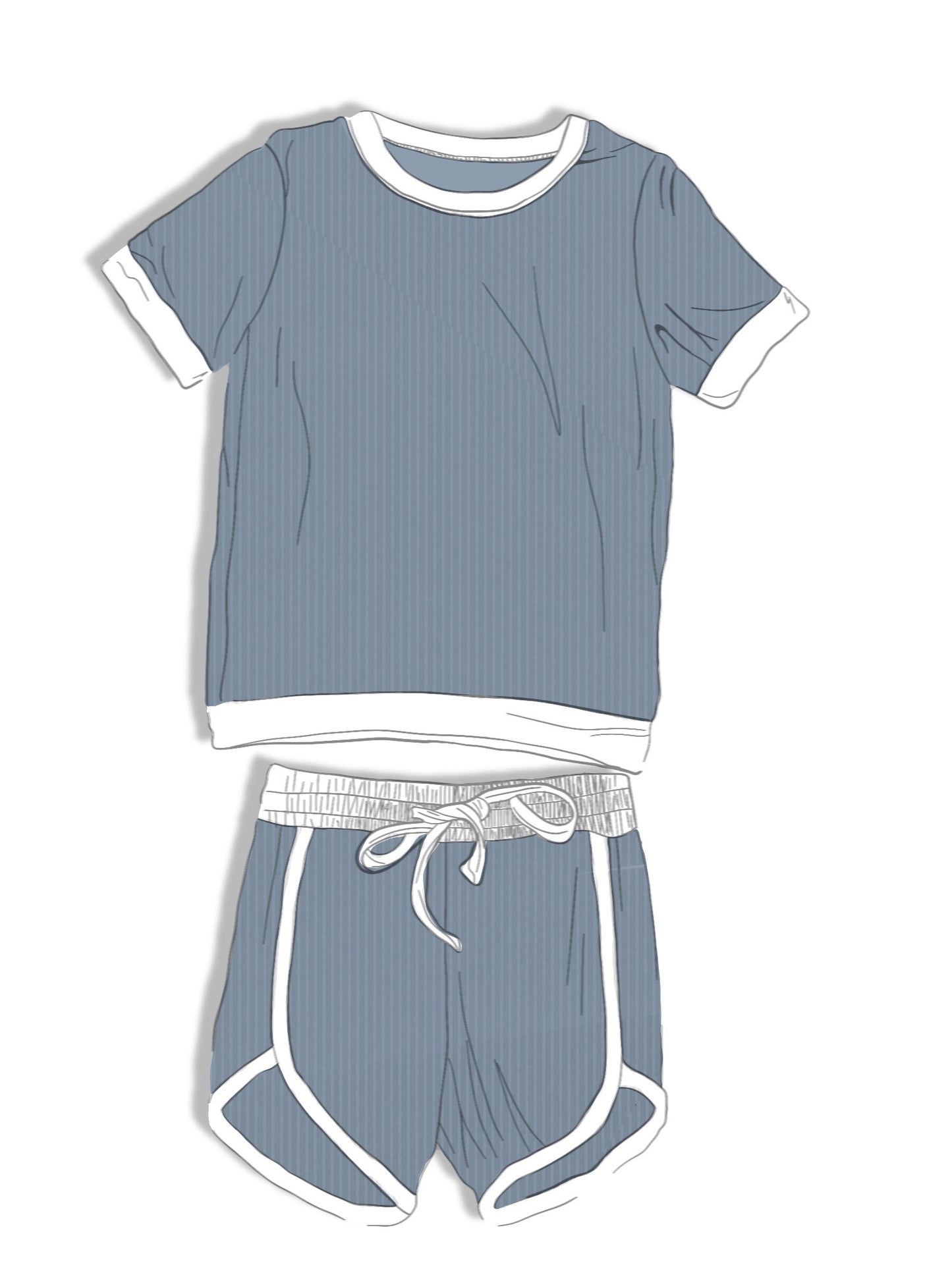 *PREORDER* Moonlit Tide Ribbed Tee+Dolphin Shorts