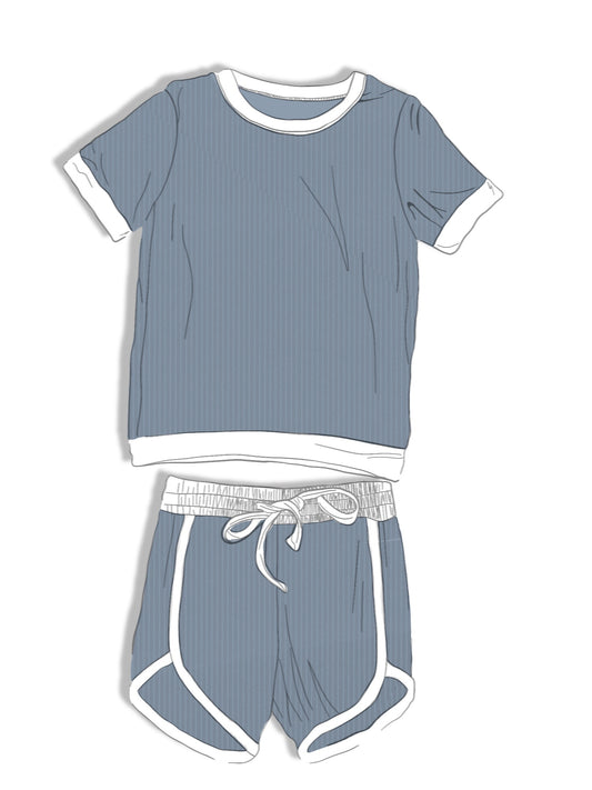*PREORDER* Moonlit Tide Ribbed Tee+Dolphin Shorts