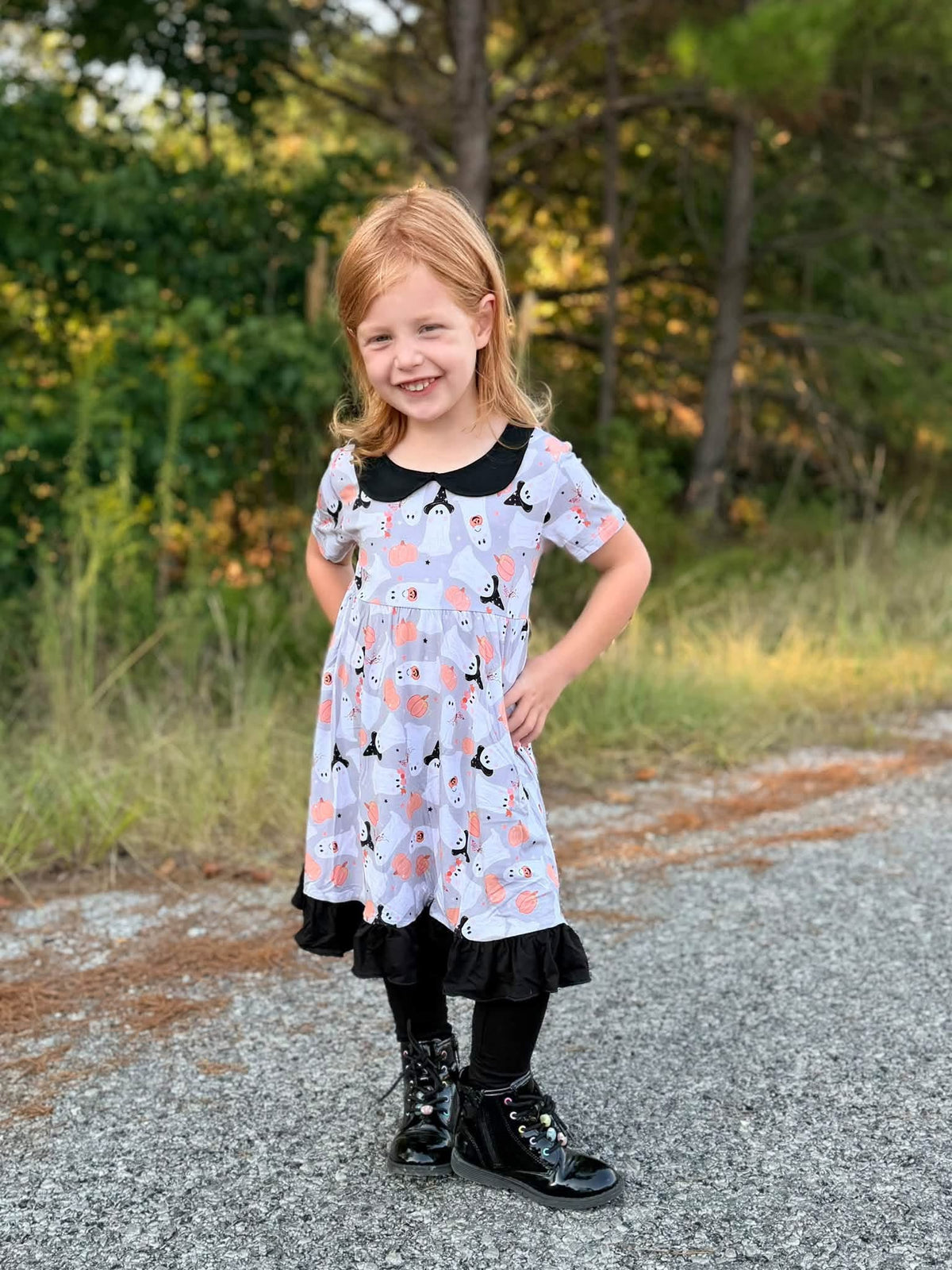 Let’s Go Ghouls Collared Twirl+Solid Leggings