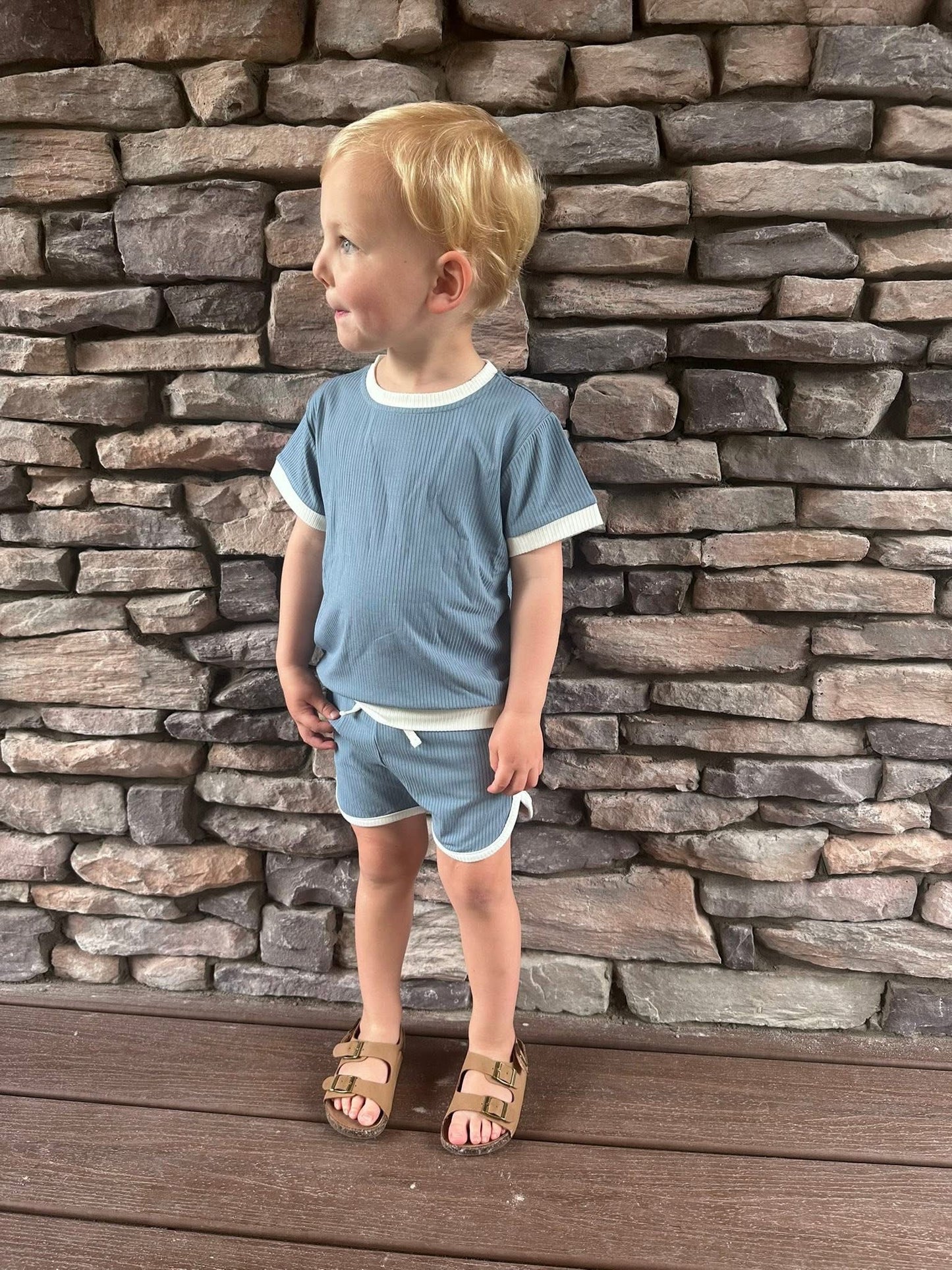 Moonlit Tide Ribbed Tee+Dolphin Shorts