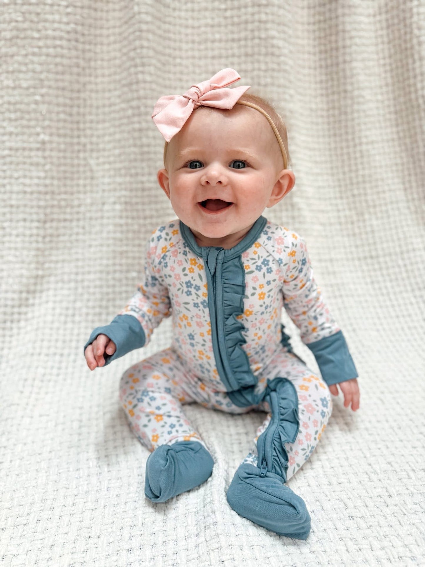 Floral Haze Ruffle Bum Zippered Romper