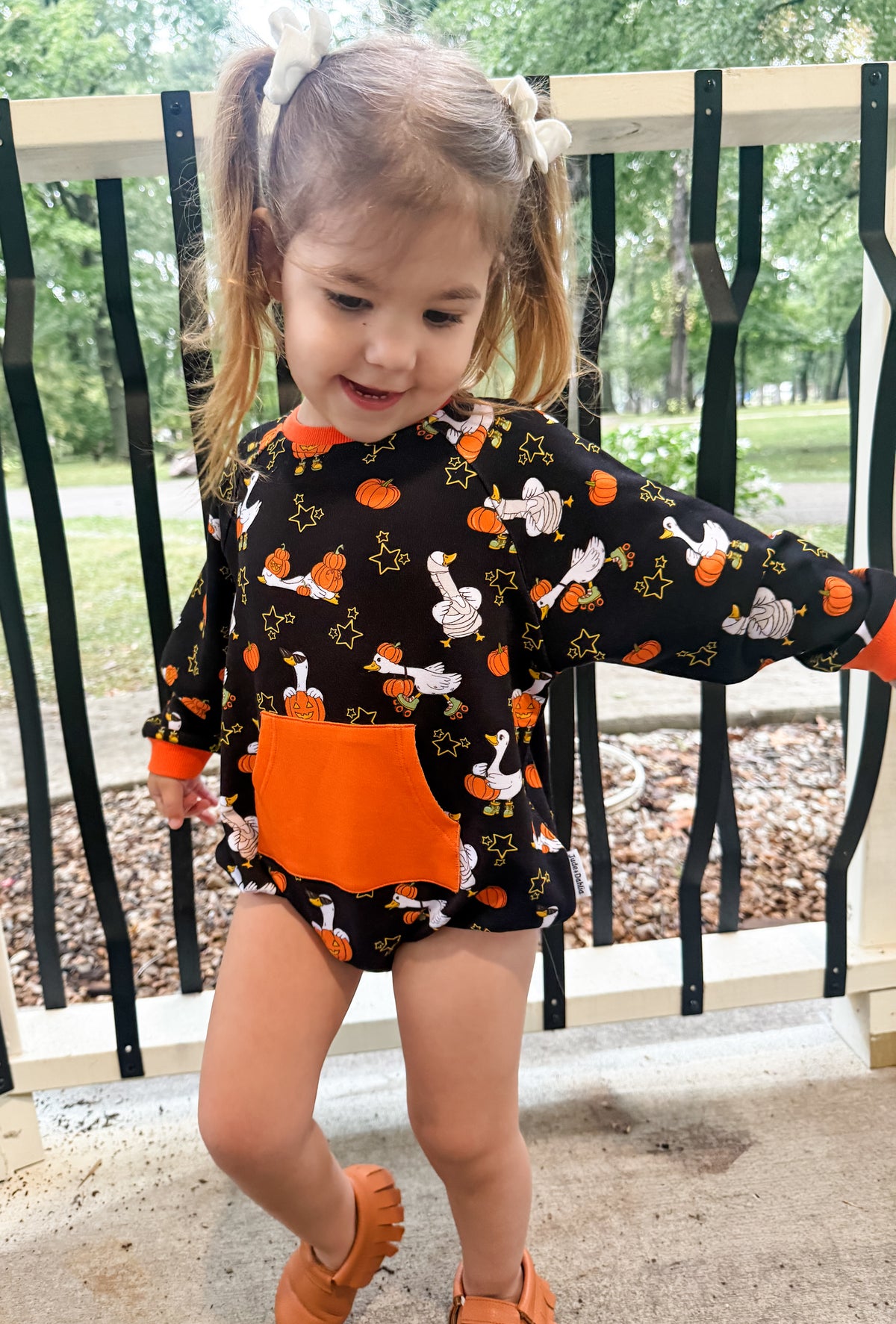 Quacktober Bamboo Terry Pocket Bubble Romper