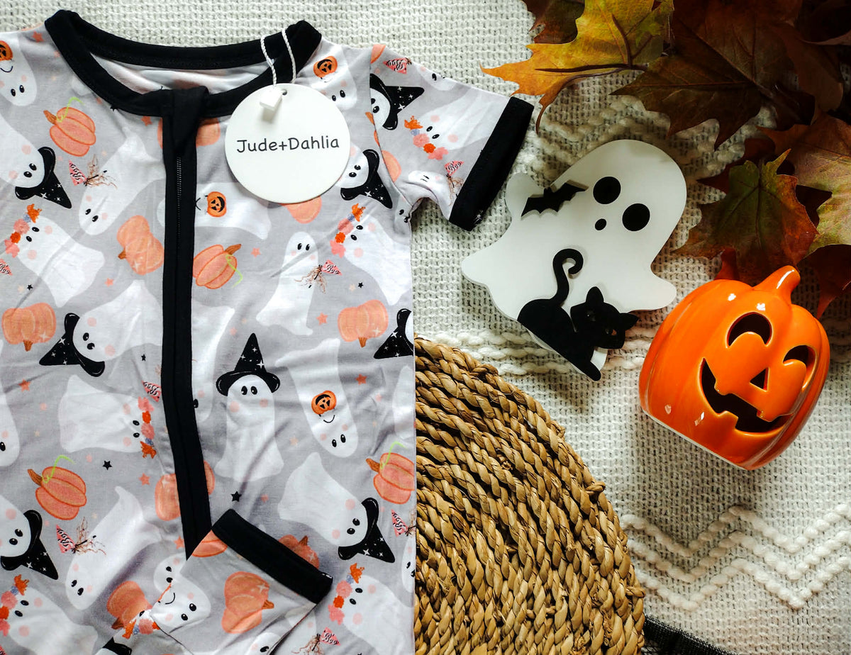 Let’s Go Ghouls Short Sleeve Zippered Romper