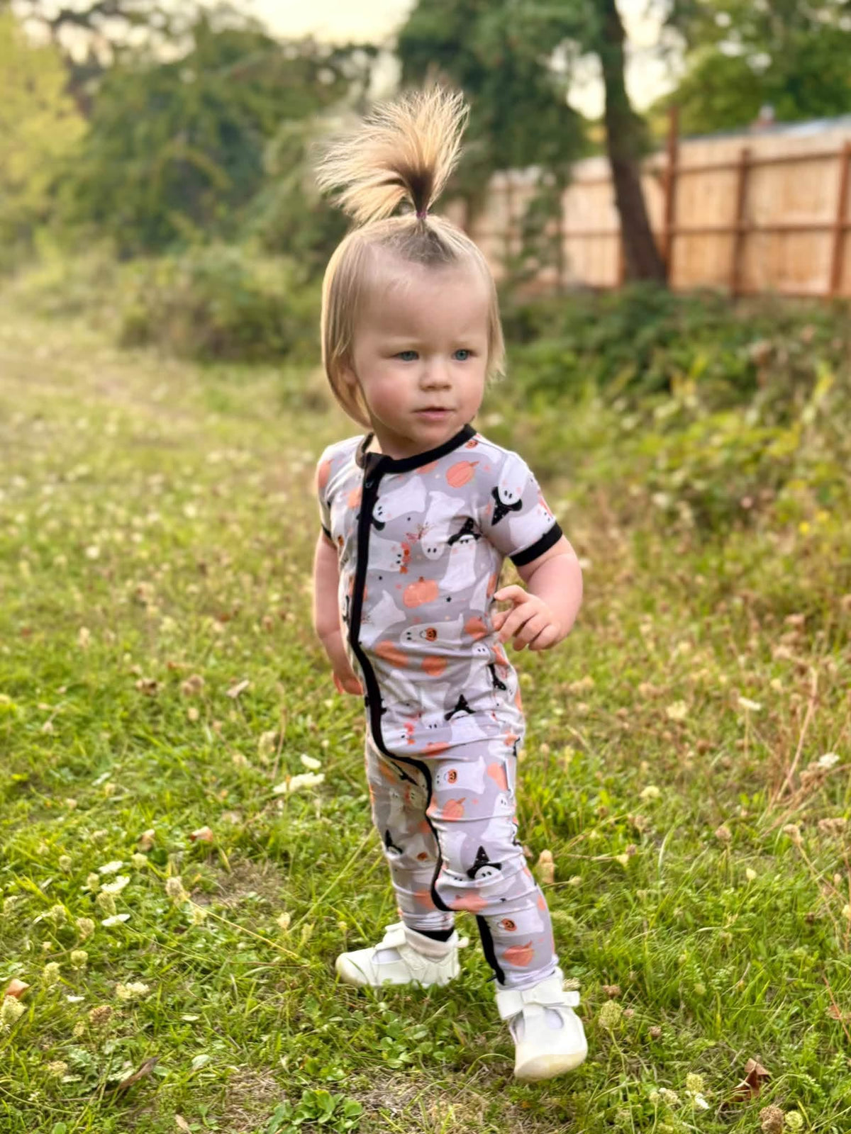 Let’s Go Ghouls Short Sleeve Zippered Romper