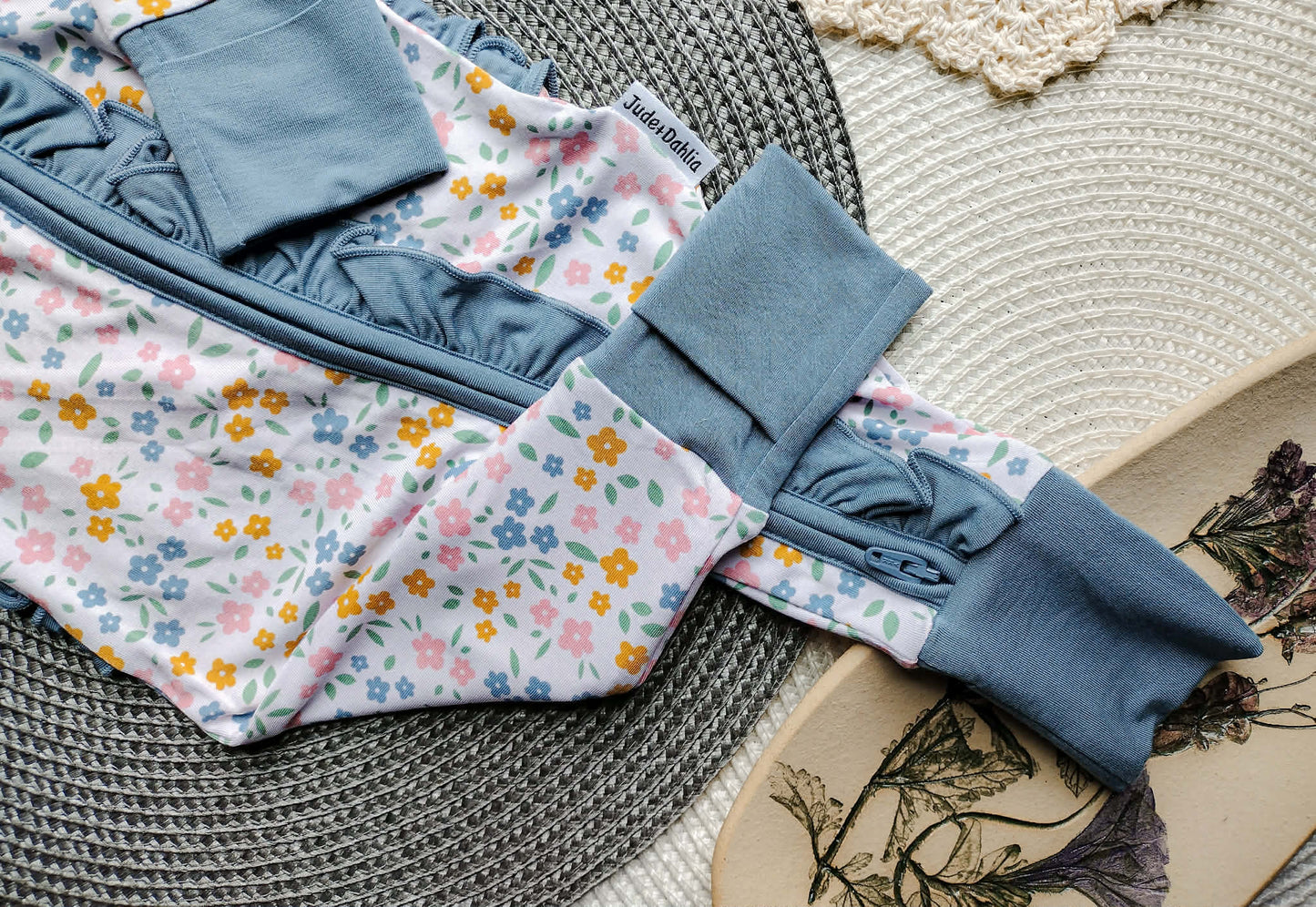 Floral Haze Ruffle Bum Zippered Romper