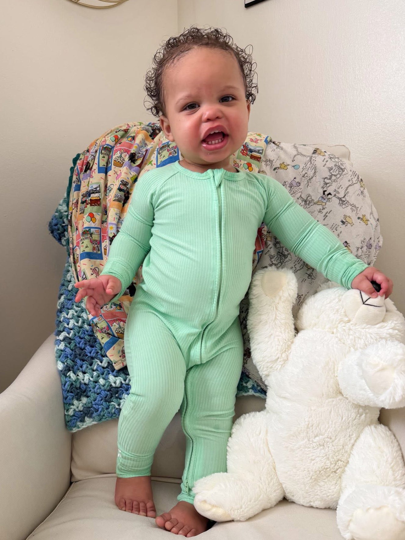 Mint Daydream Ribbed Zippered Romper