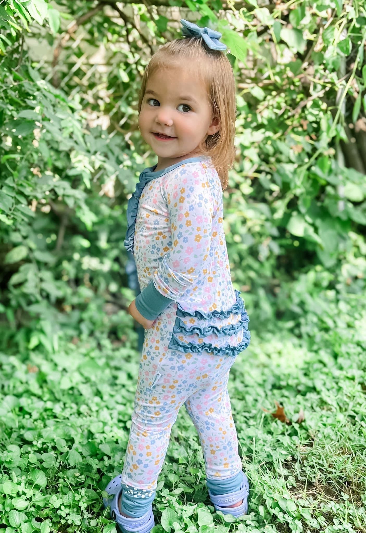 *PREORDER* Floral Haze Ruffle Bum Zippered Romper