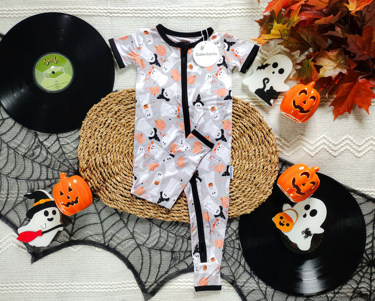 Let’s Go Ghouls Short Sleeve Zippered Romper
