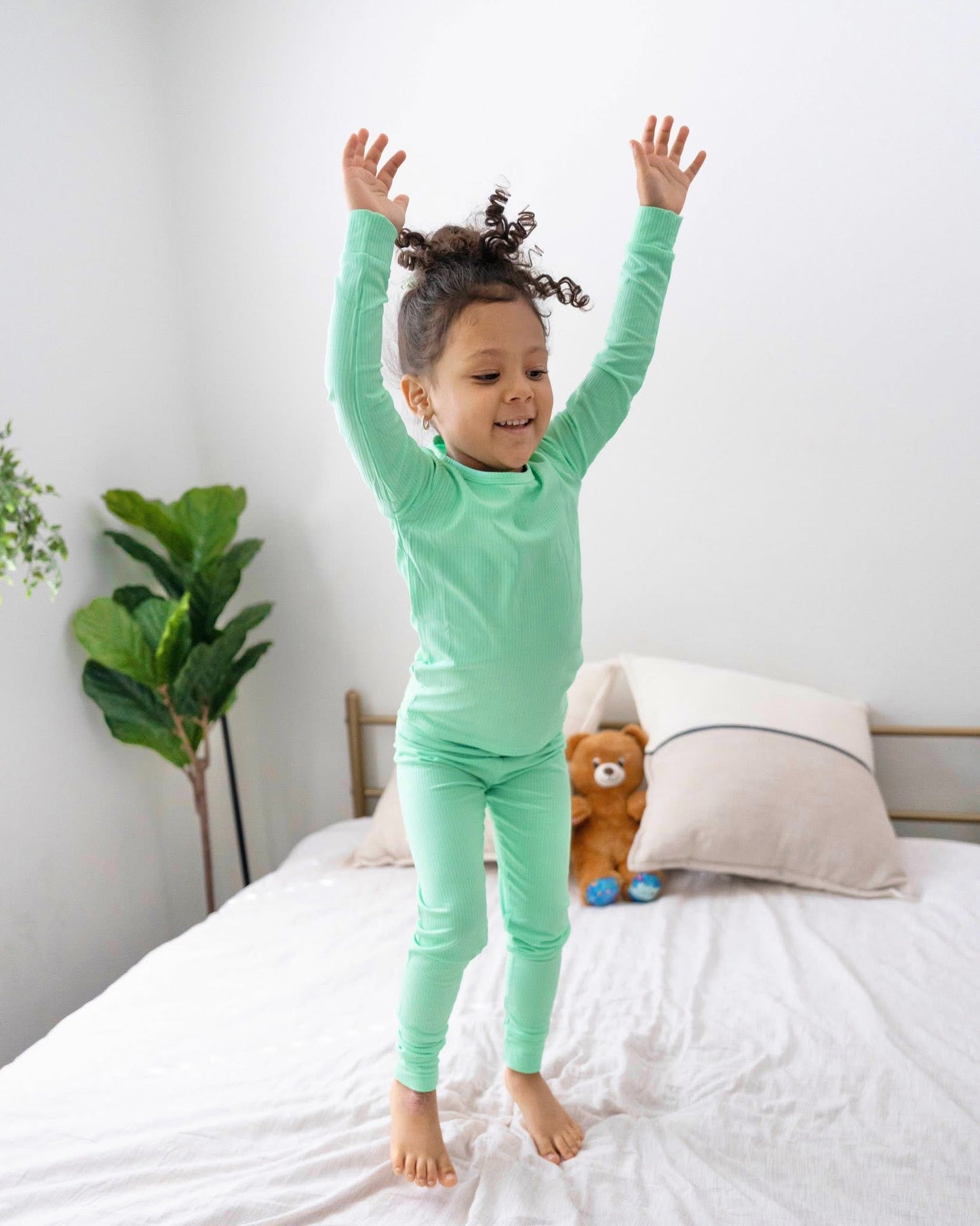 Mint Daydream Ribbed Two Piece PJs
