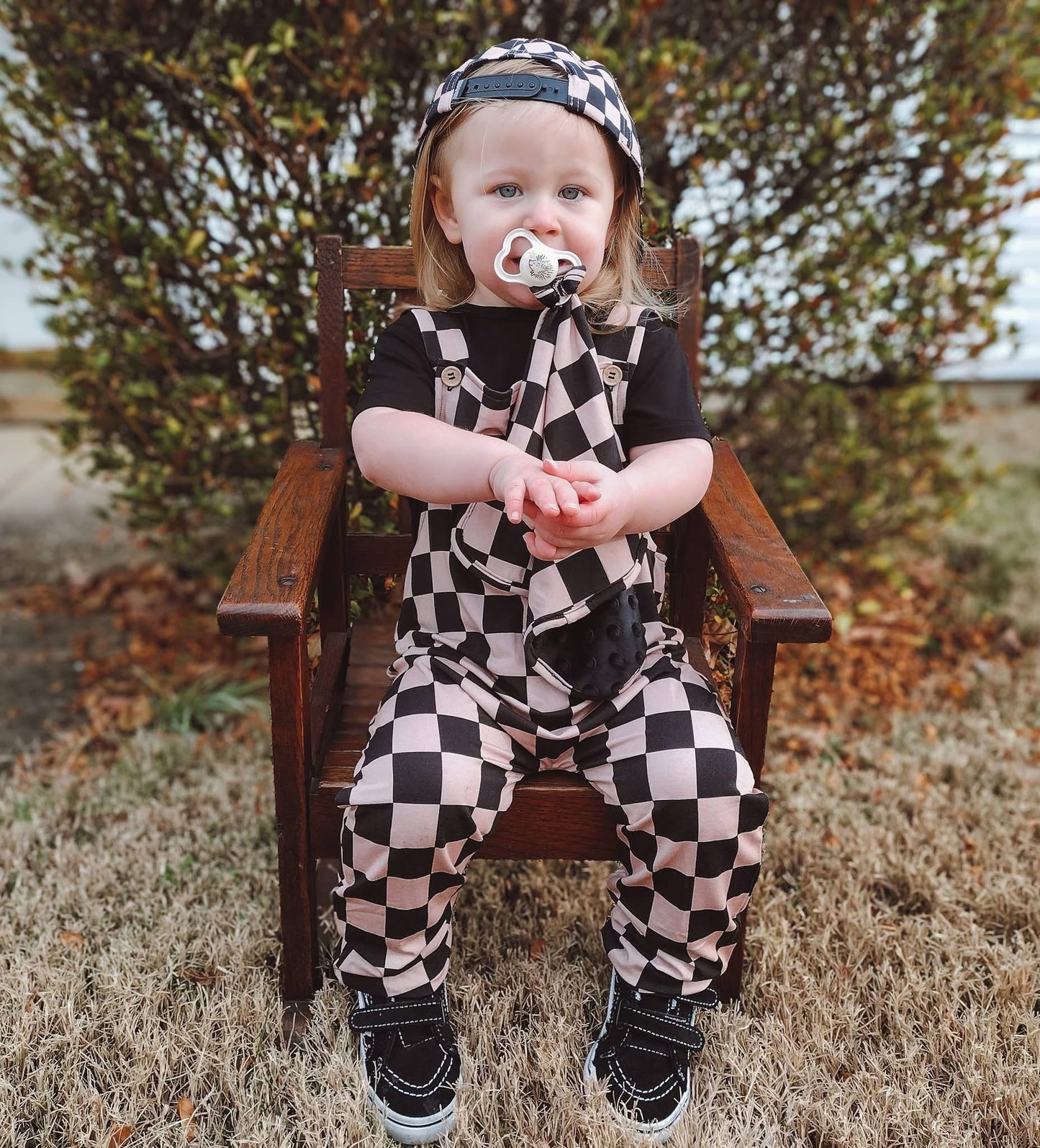 Not A Phase Kids Solid Tee+Printed Overalls Set