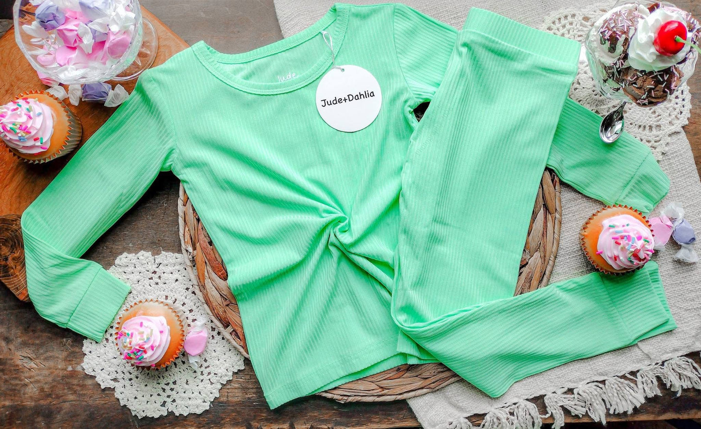 Mint Daydream Ribbed Two Piece PJs