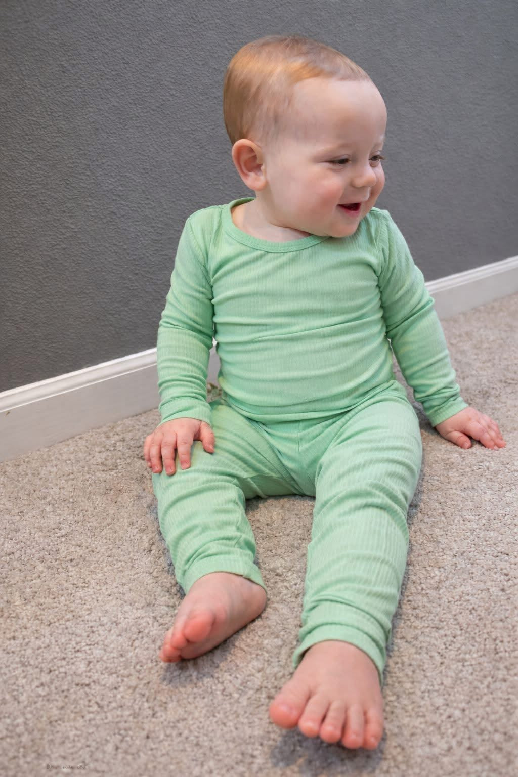 Mint Daydream Ribbed Two Piece PJs