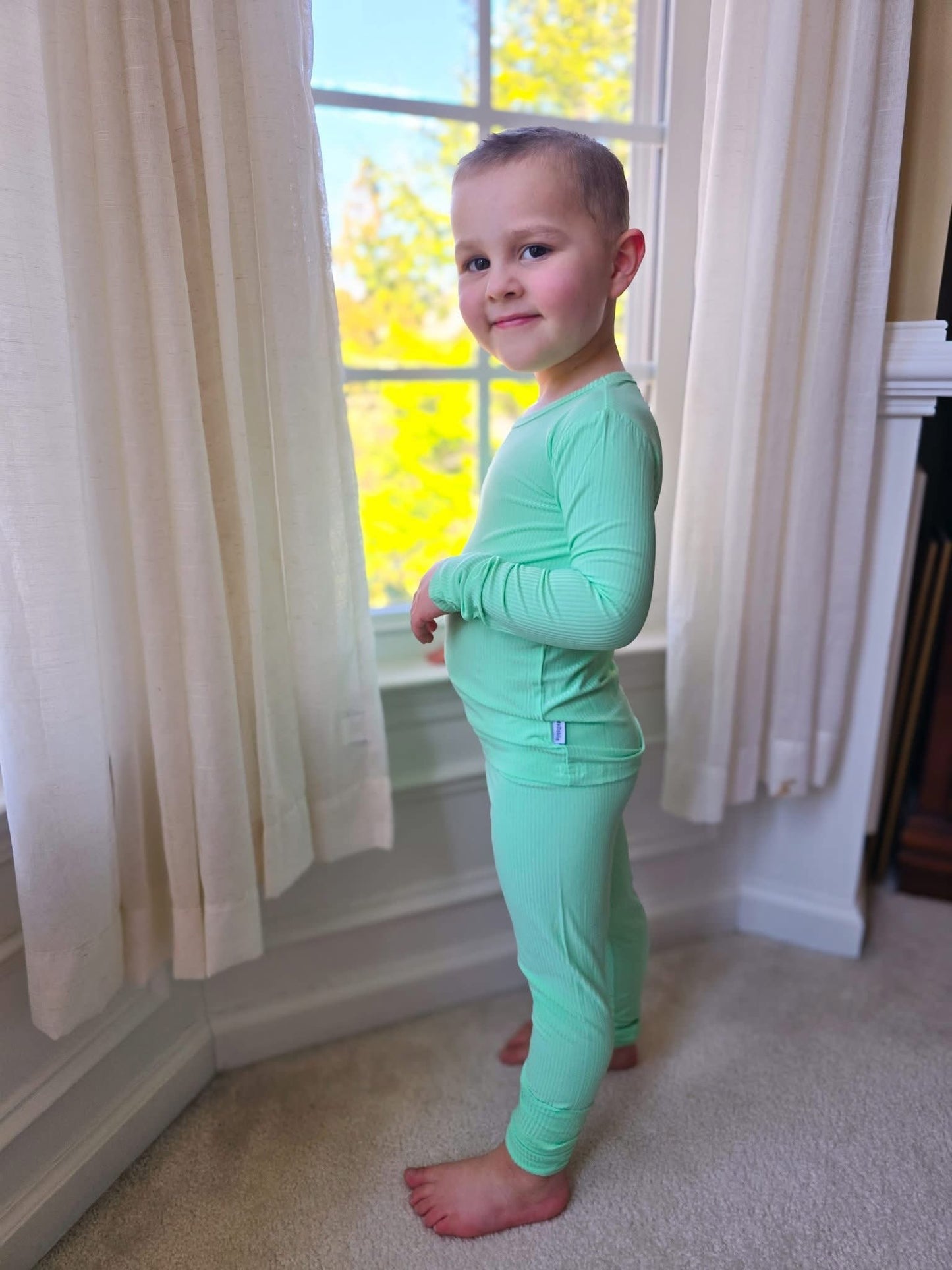 Mint Daydream Ribbed Two Piece PJs