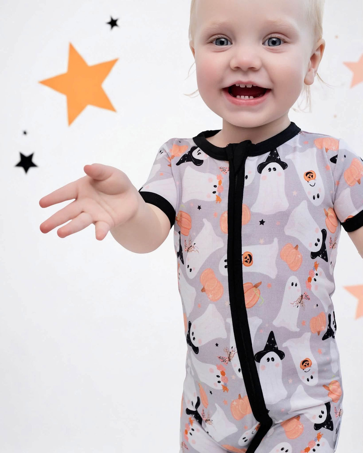 Let’s Go Ghouls Short Sleeve Zippered Romper