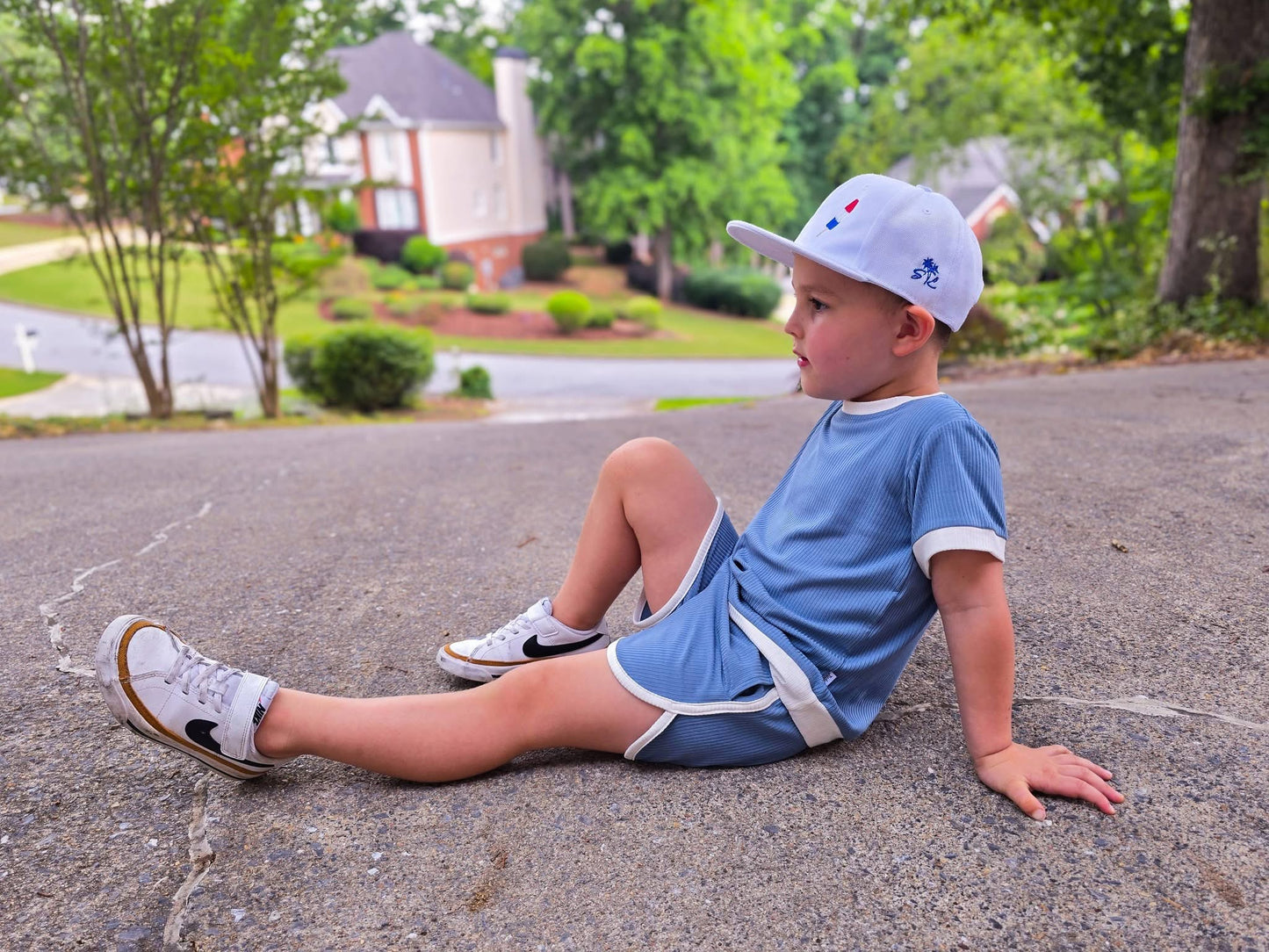 Moonlit Tide Ribbed Tee+Dolphin Shorts