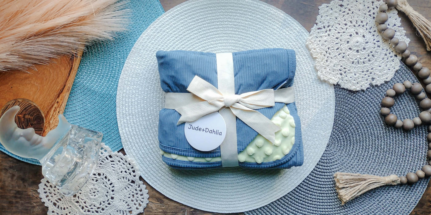 Moonlit Tide Ribbed 35x35 Travel Blanket