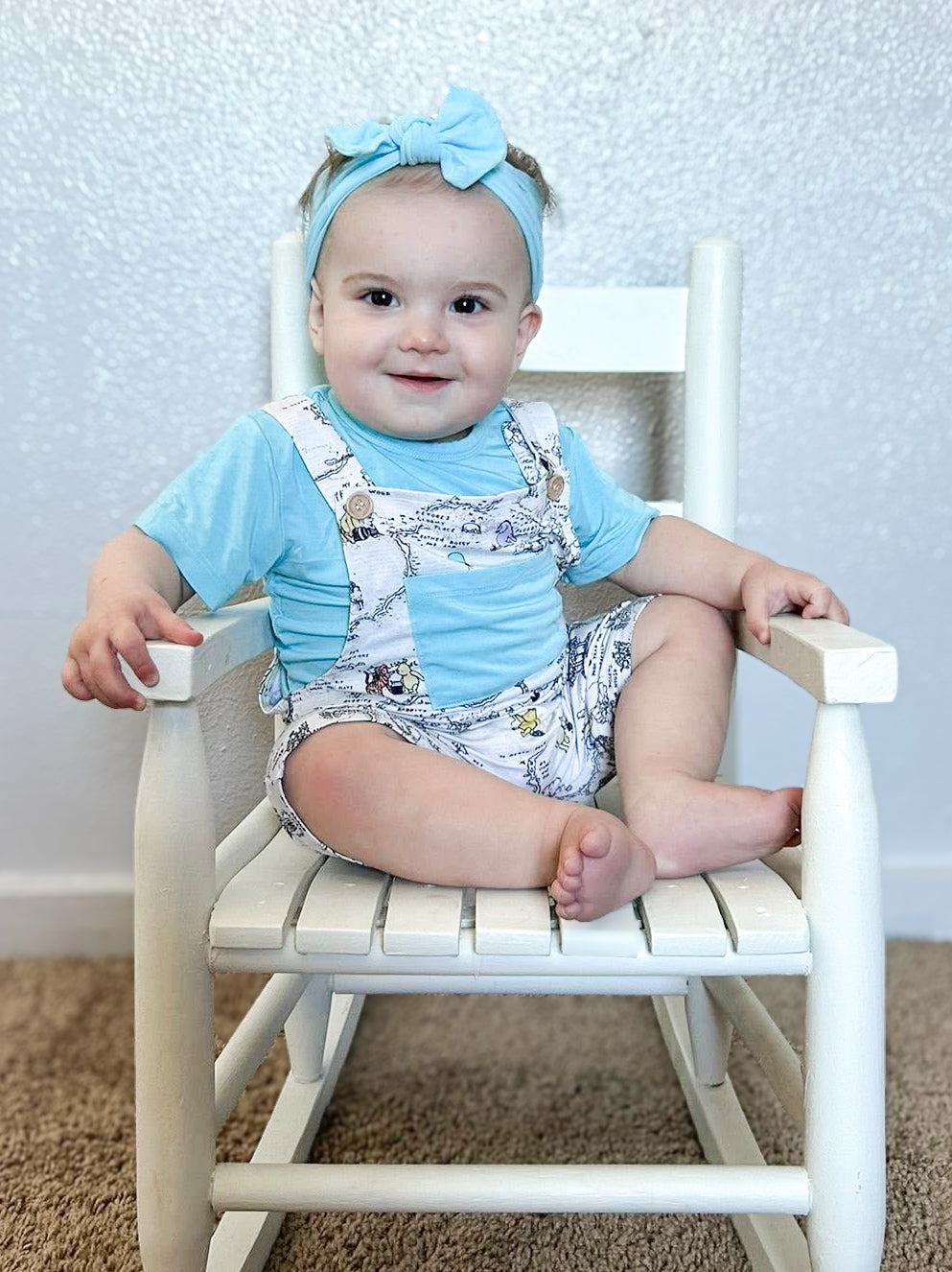 Hunny Trails Solid Tee+Printed Shorts Overalls