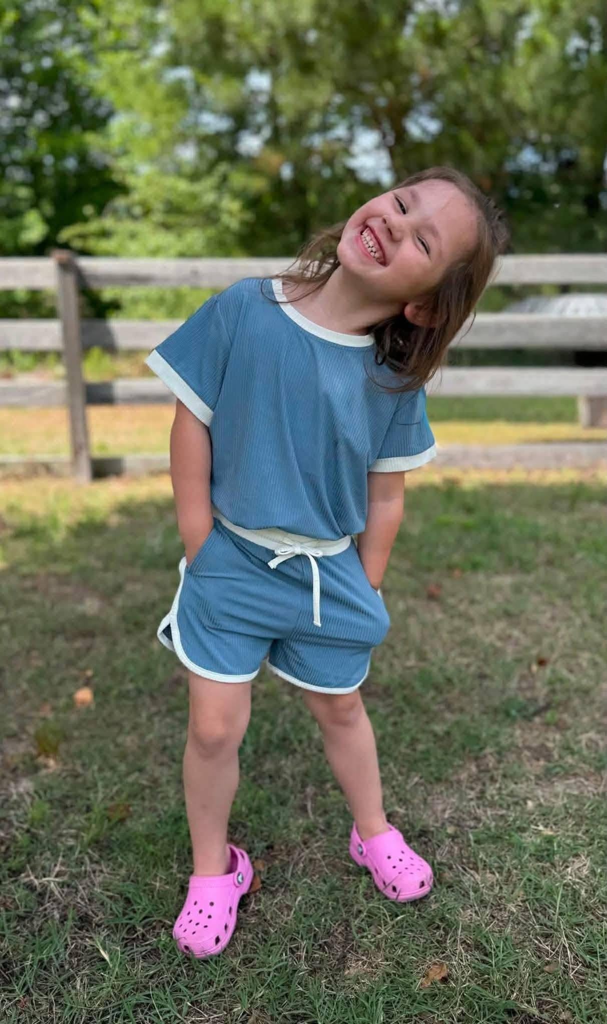 Moonlit Tide Ribbed Tee+Dolphin Shorts