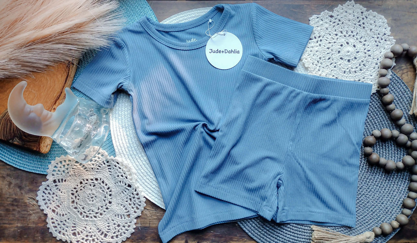 Moonlit Tide Ribbed Two Piece PJs