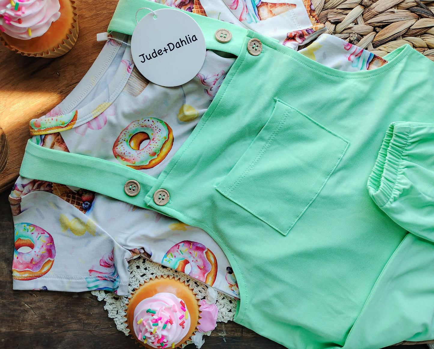 Dahlia’s Delights Kids Printed Tee+Solid Overalls