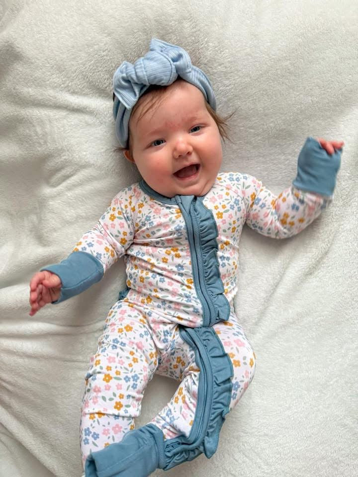 *PREORDER* Floral Haze Ruffle Bum Zippered Romper