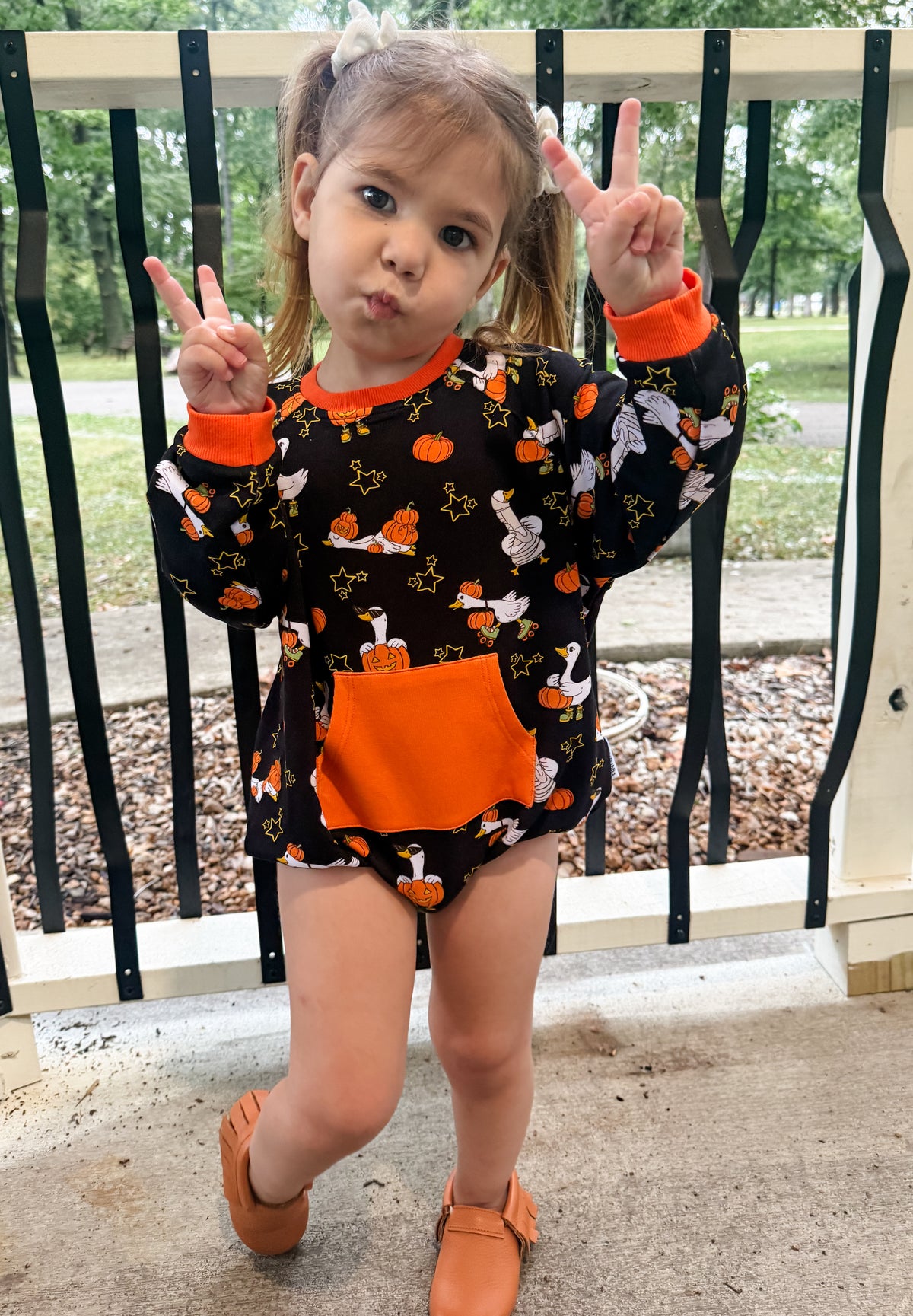 Quacktober Bamboo Terry Pocket Bubble Romper