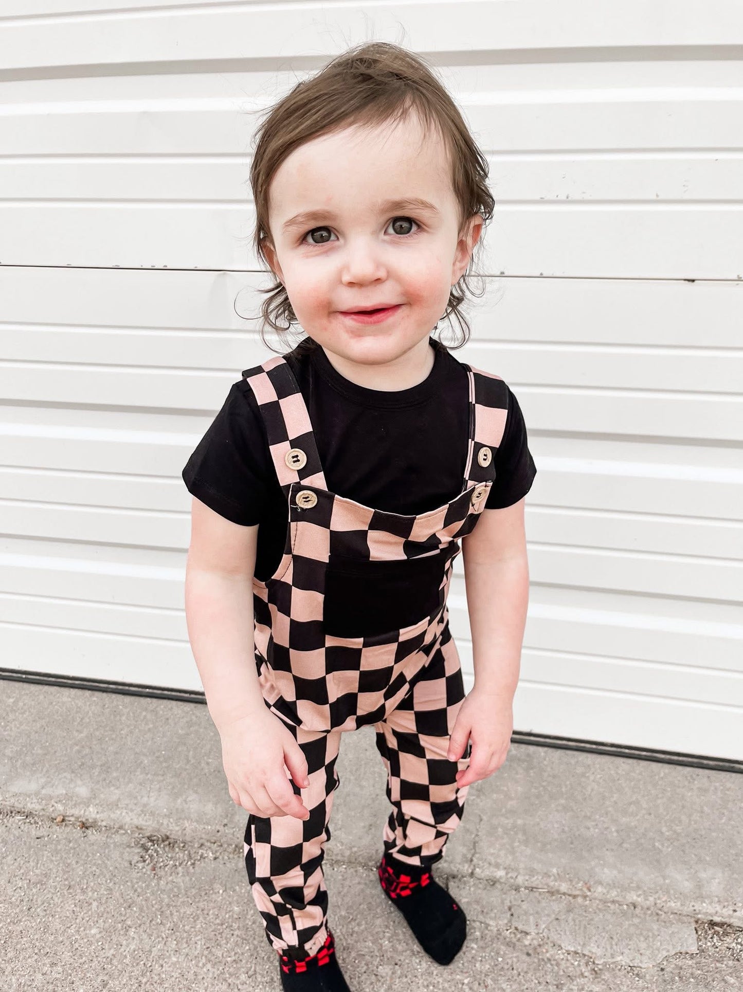 Not A Phase Kids Solid Tee+Printed Overalls Set