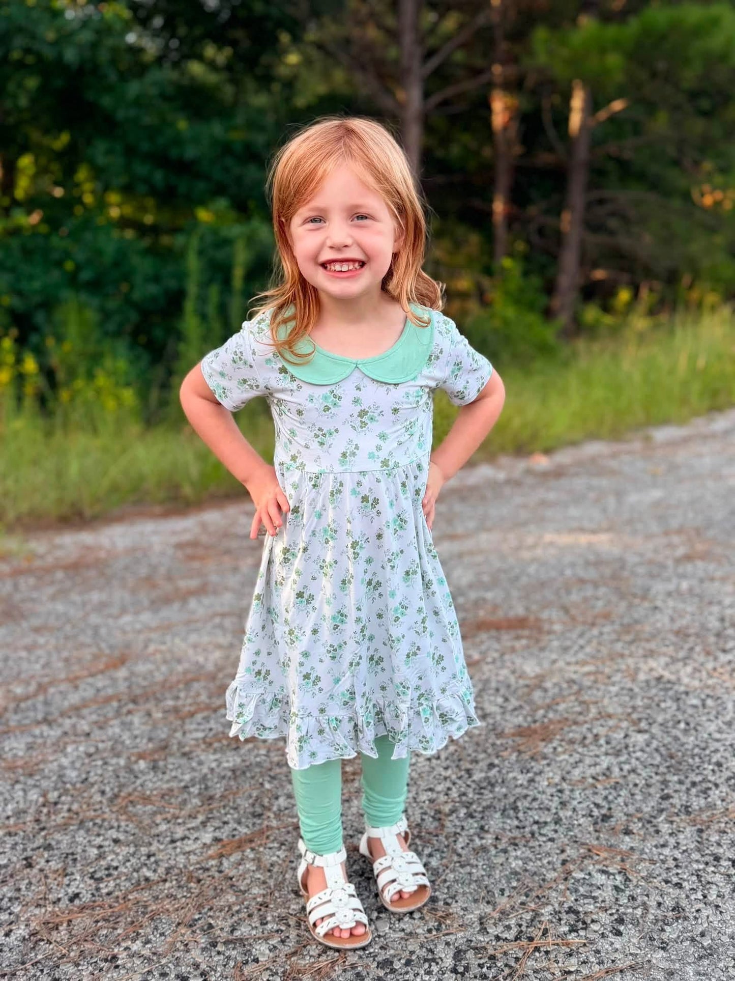 Livie Collared Twirl+Solid Leggings