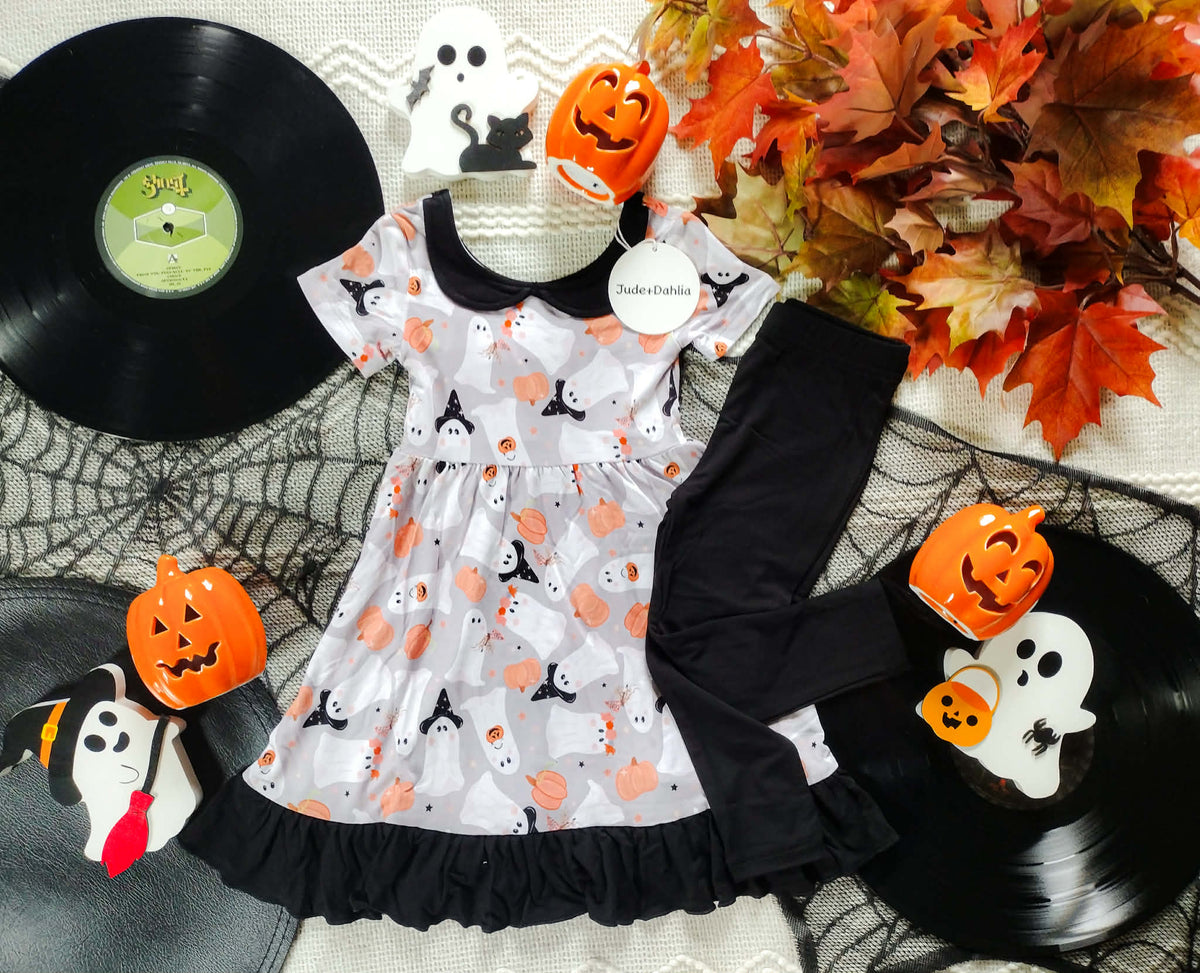 Let’s Go Ghouls Collared Twirl+Solid Leggings