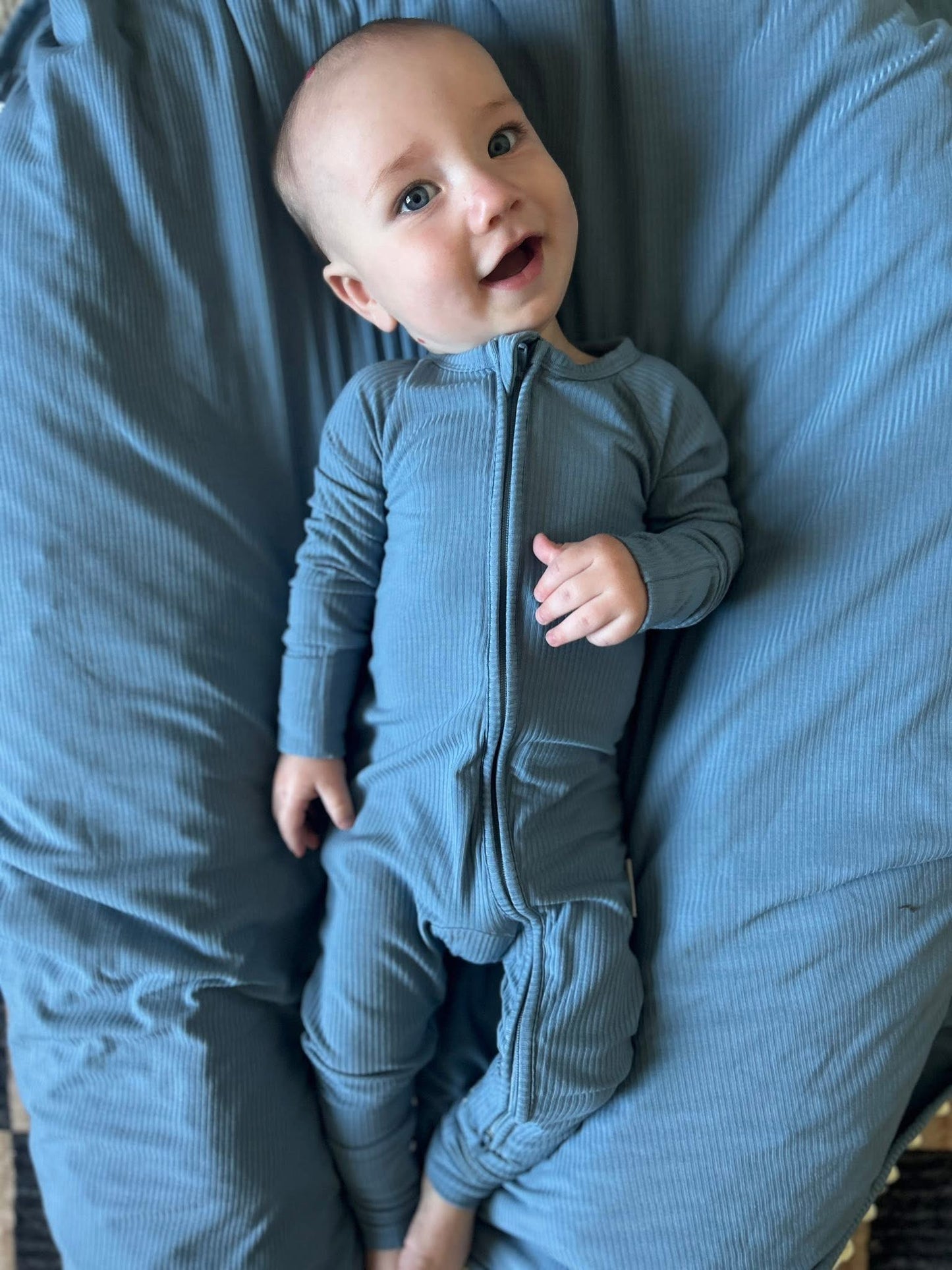 Moonlit Tide Ribbed Zippered Romper