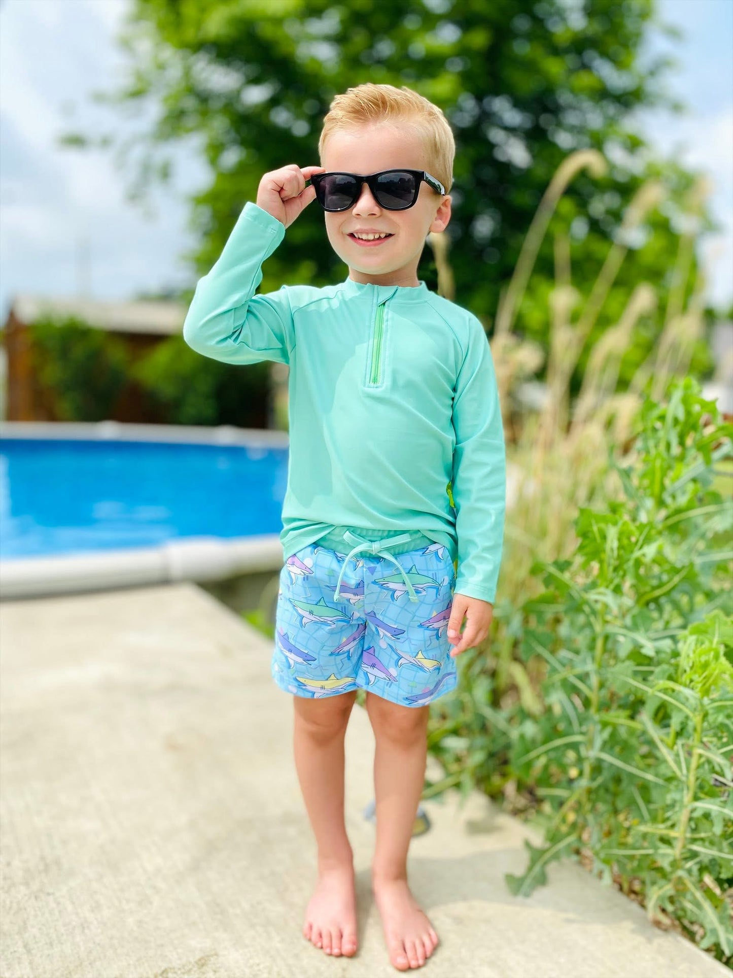 Retro Reef Trunks+Rash Guard