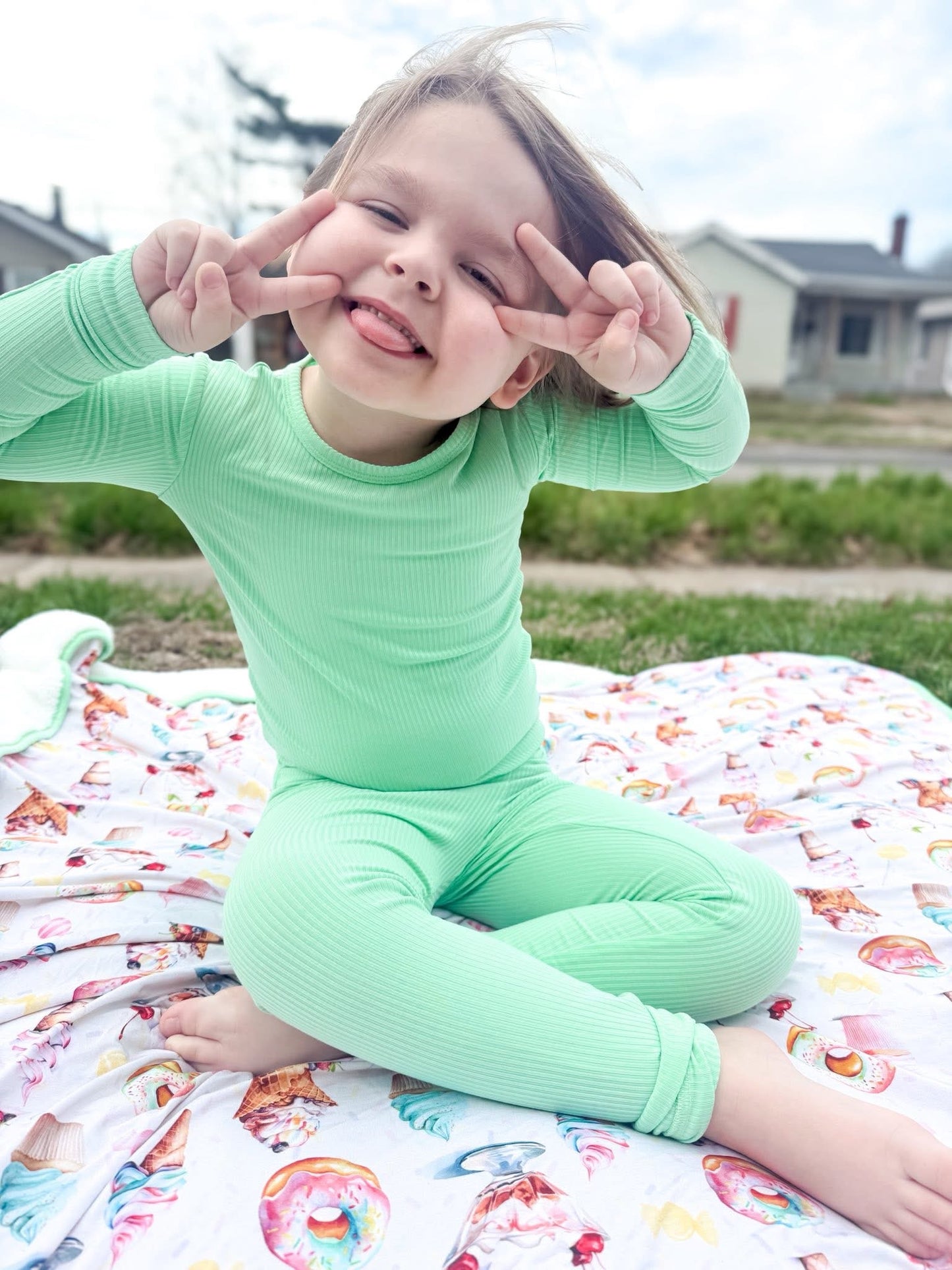 Mint Daydream Ribbed Two Piece PJs