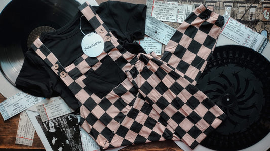 Not A Phase Kids Solid Tee+Printed Overalls Set