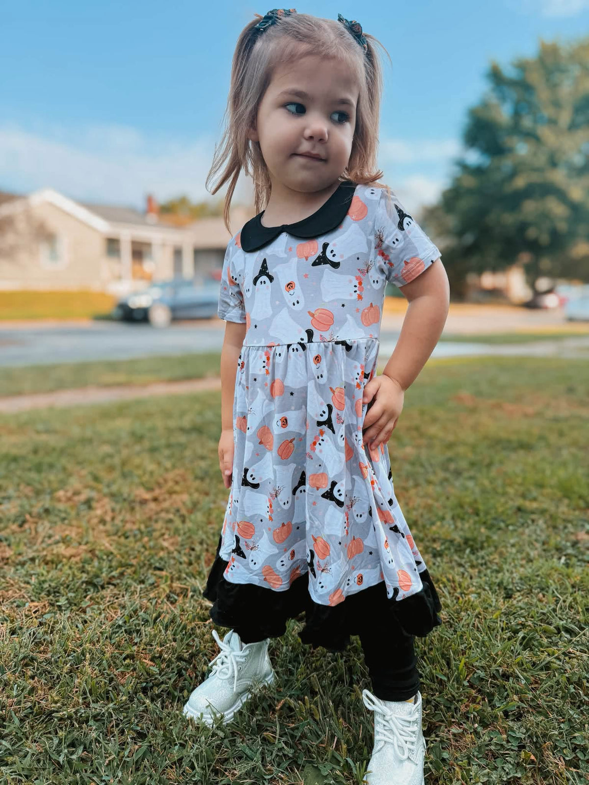 Let’s Go Ghouls Collared Twirl+Solid Leggings