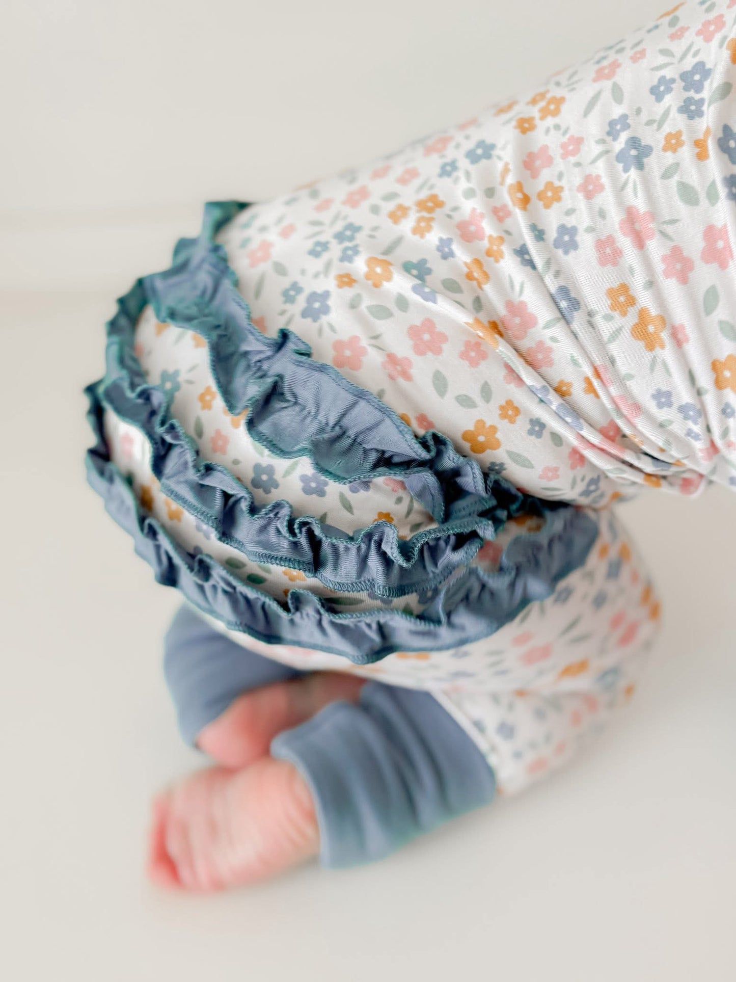 Floral Haze Ruffle Butt Zippered Romper