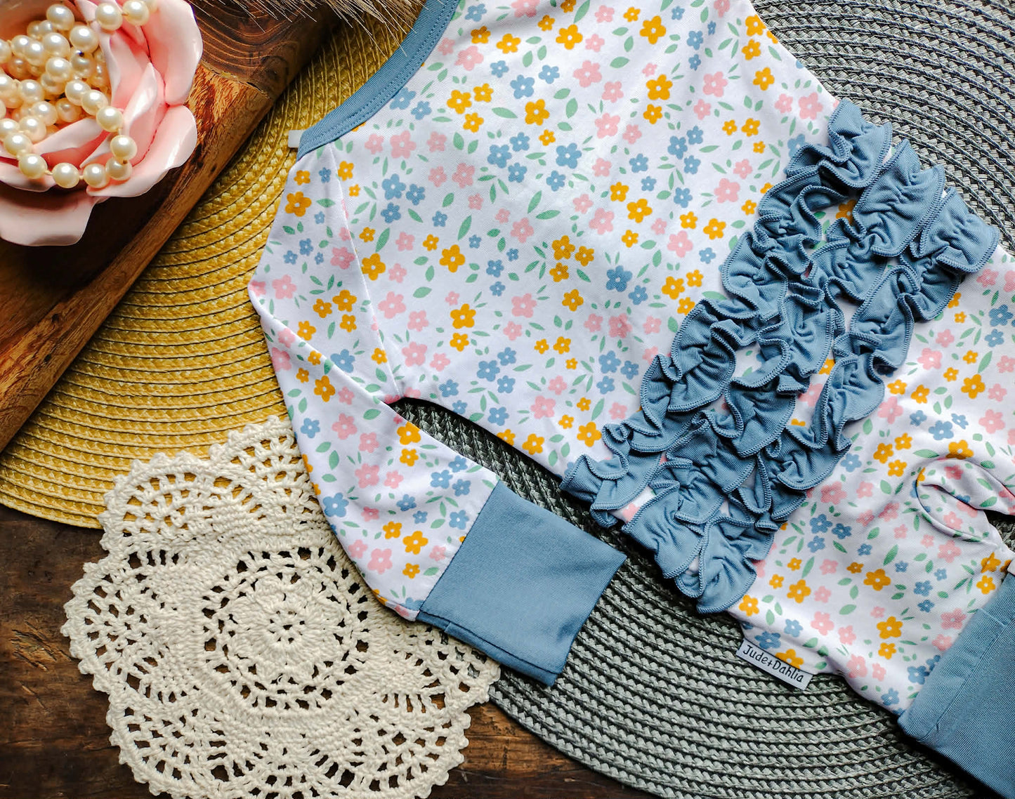 Floral Haze Ruffle Bum Zippered Romper